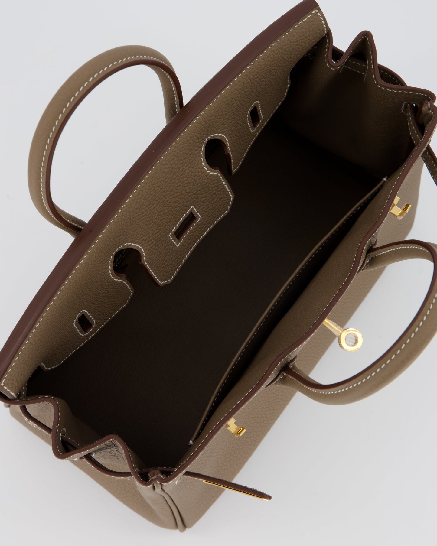 *RARE* Hermes Birkin 25 Retourne Bag in Etoupe Togo Leather with Gold Hardware