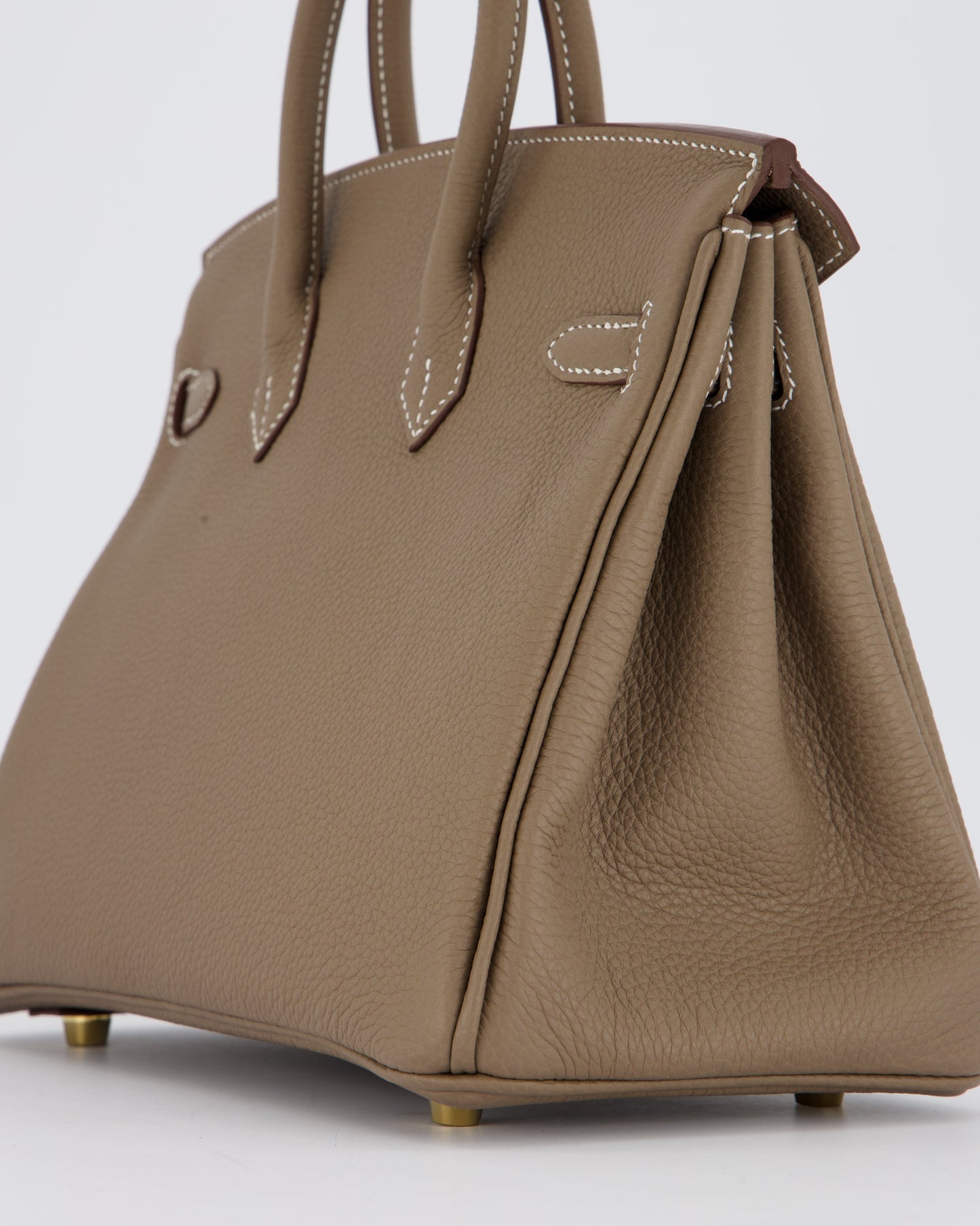 *RARE* Hermes Birkin 25 Retourne Bag in Etoupe Togo Leather with Gold Hardware