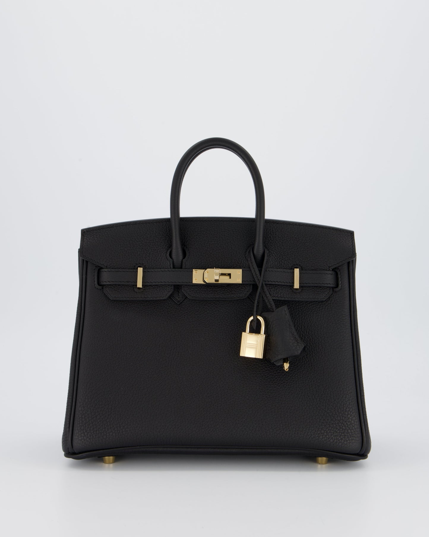 *SUPER RARE* Hermes Birkin 25 Retourne Bag in Noir Togo Leather with Permabrass Hardware