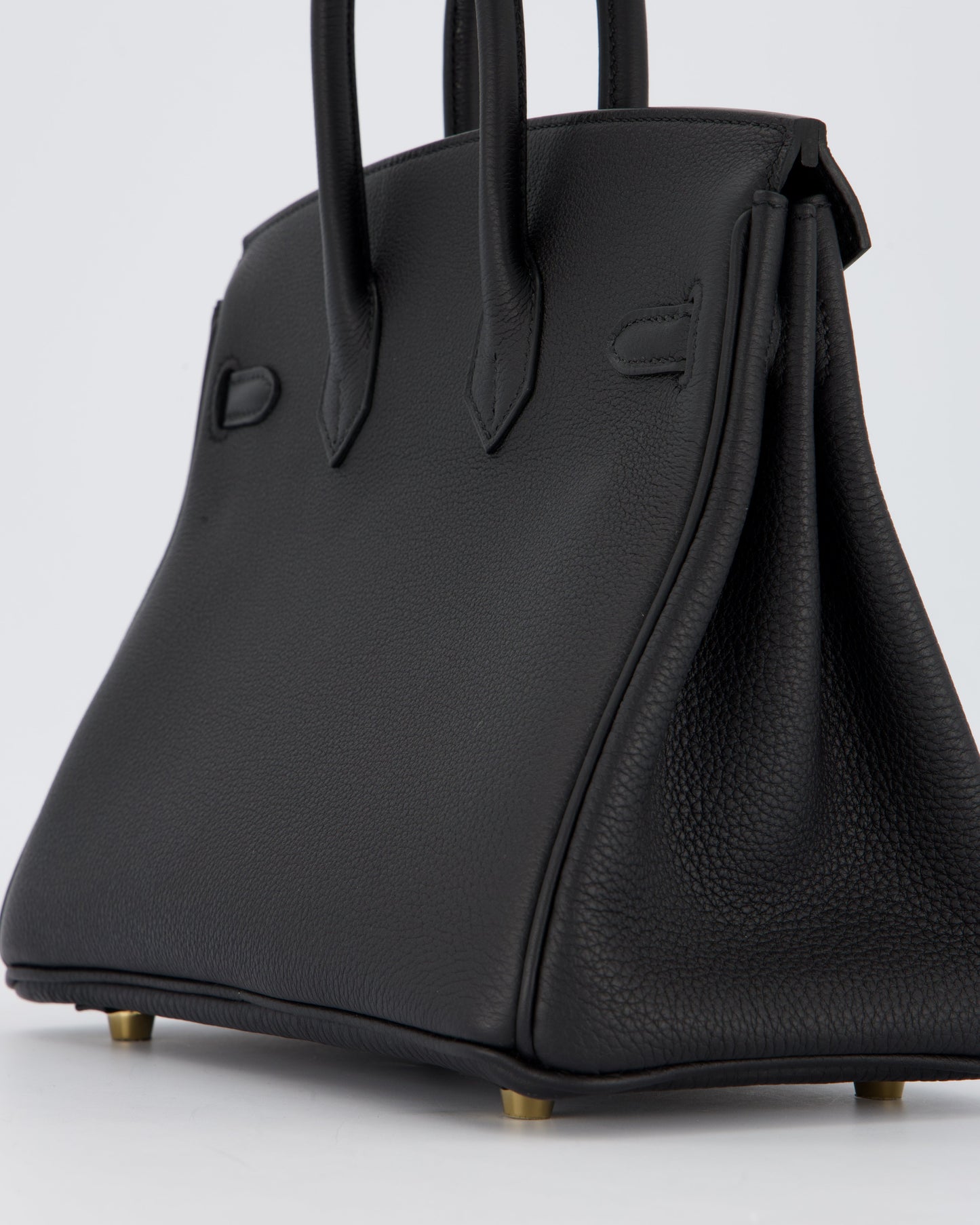 *SUPER RARE* Hermes Birkin 25 Retourne Bag in Noir Togo Leather with Permabrass Hardware