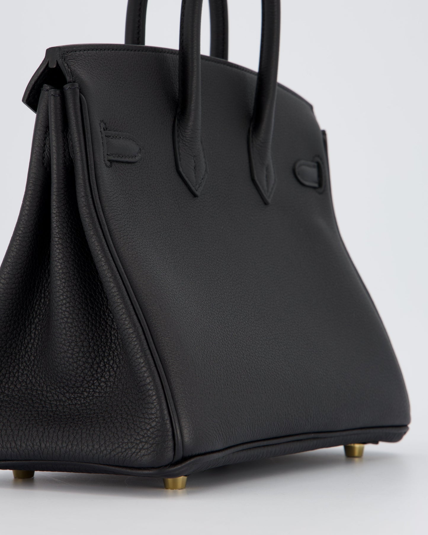 *SUPER RARE* Hermes Birkin 25 Retourne Bag in Noir Togo Leather with Permabrass Hardware