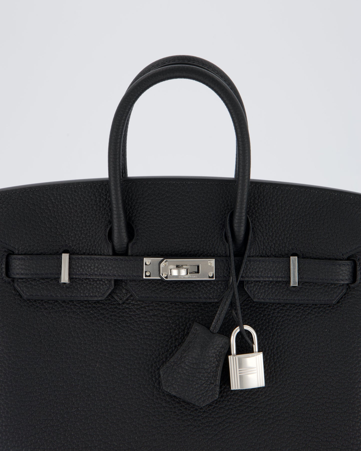 *VERY RARE* Hermes Birkin 25 Retourne Bag in Noir Togo Leather with Palladium Hardware