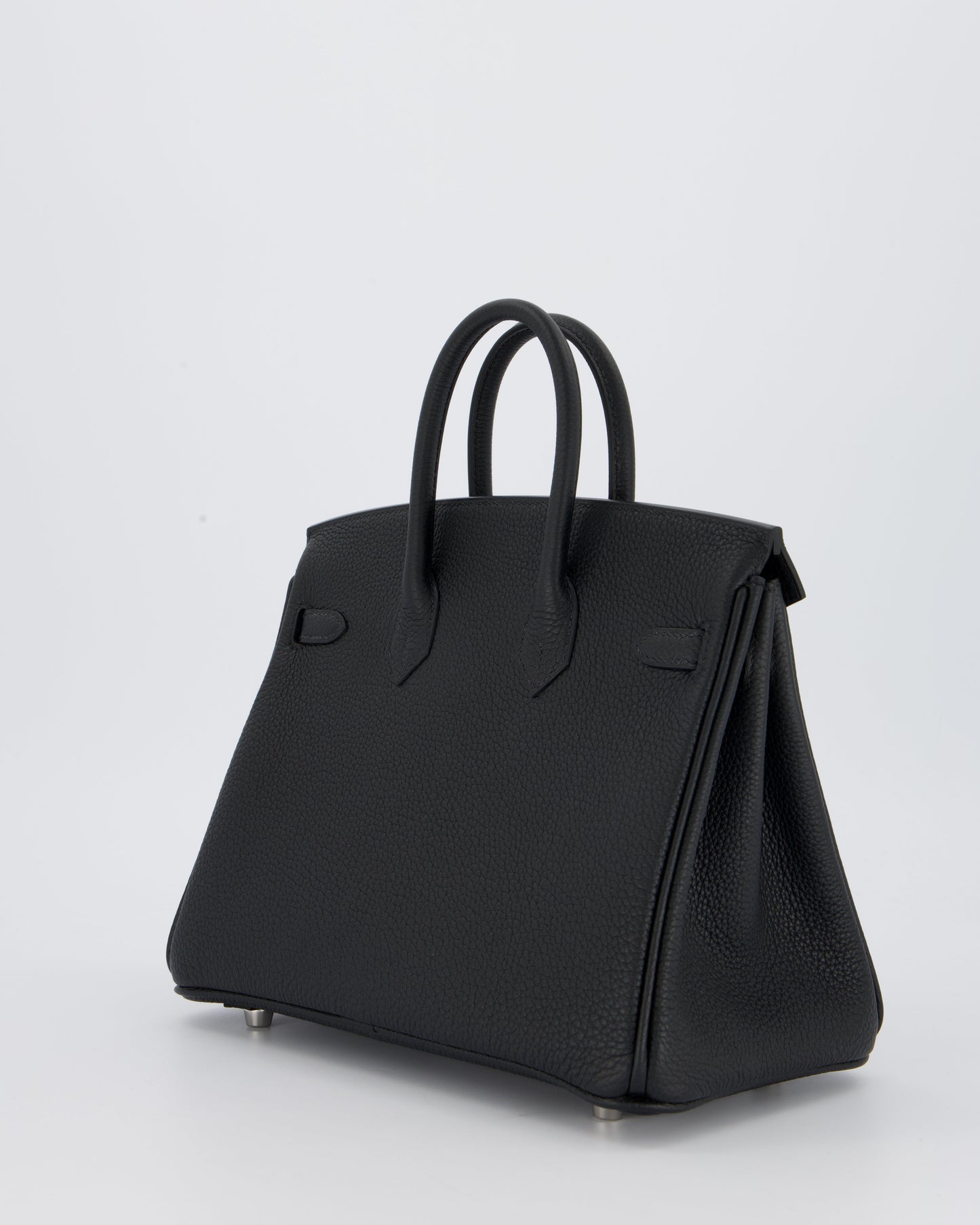 *VERY RARE* Hermes Birkin 25 Retourne Bag in Noir Togo Leather with Palladium Hardware