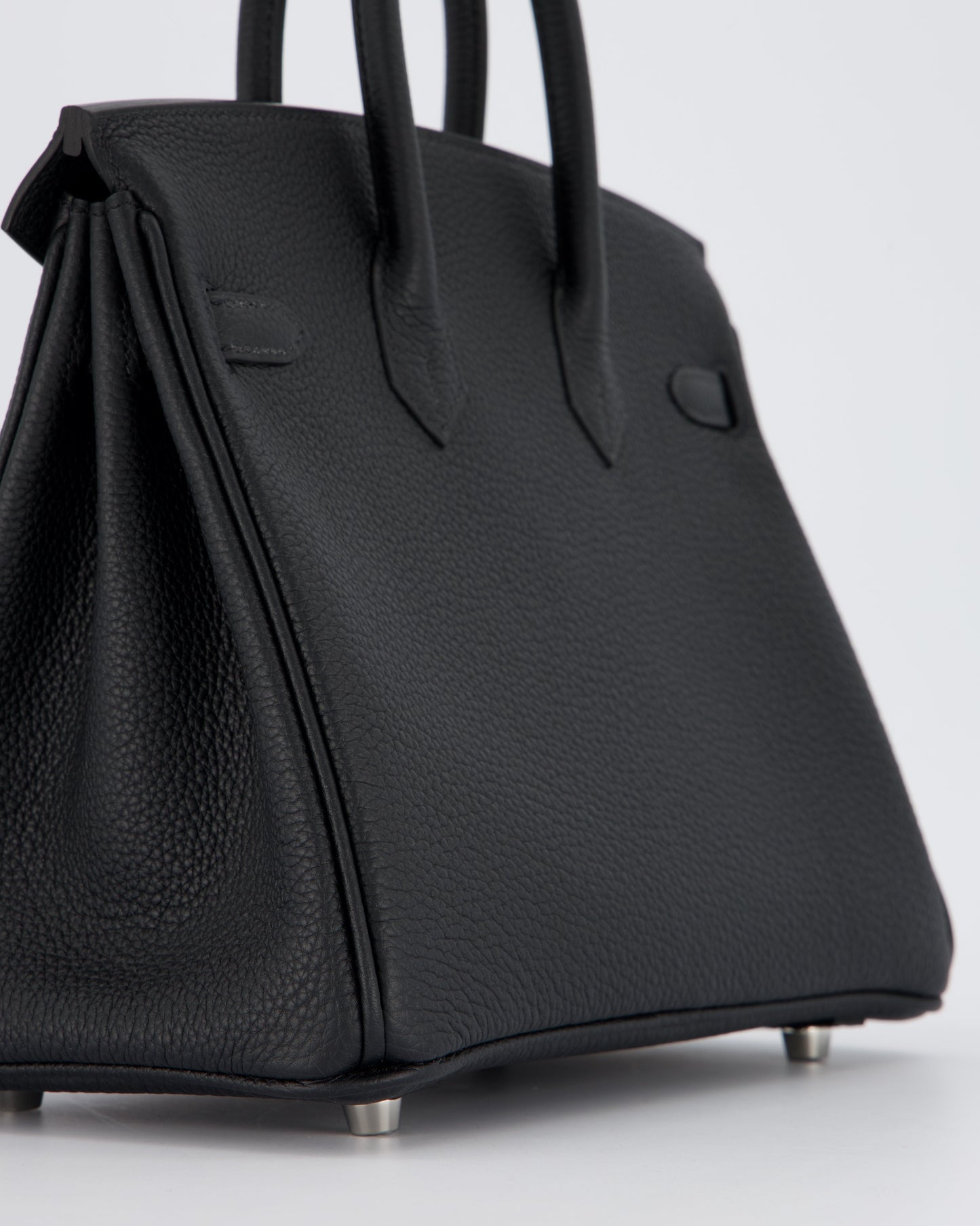 *VERY RARE* Hermes Birkin 25 Retourne Bag in Noir Togo Leather with Palladium Hardware