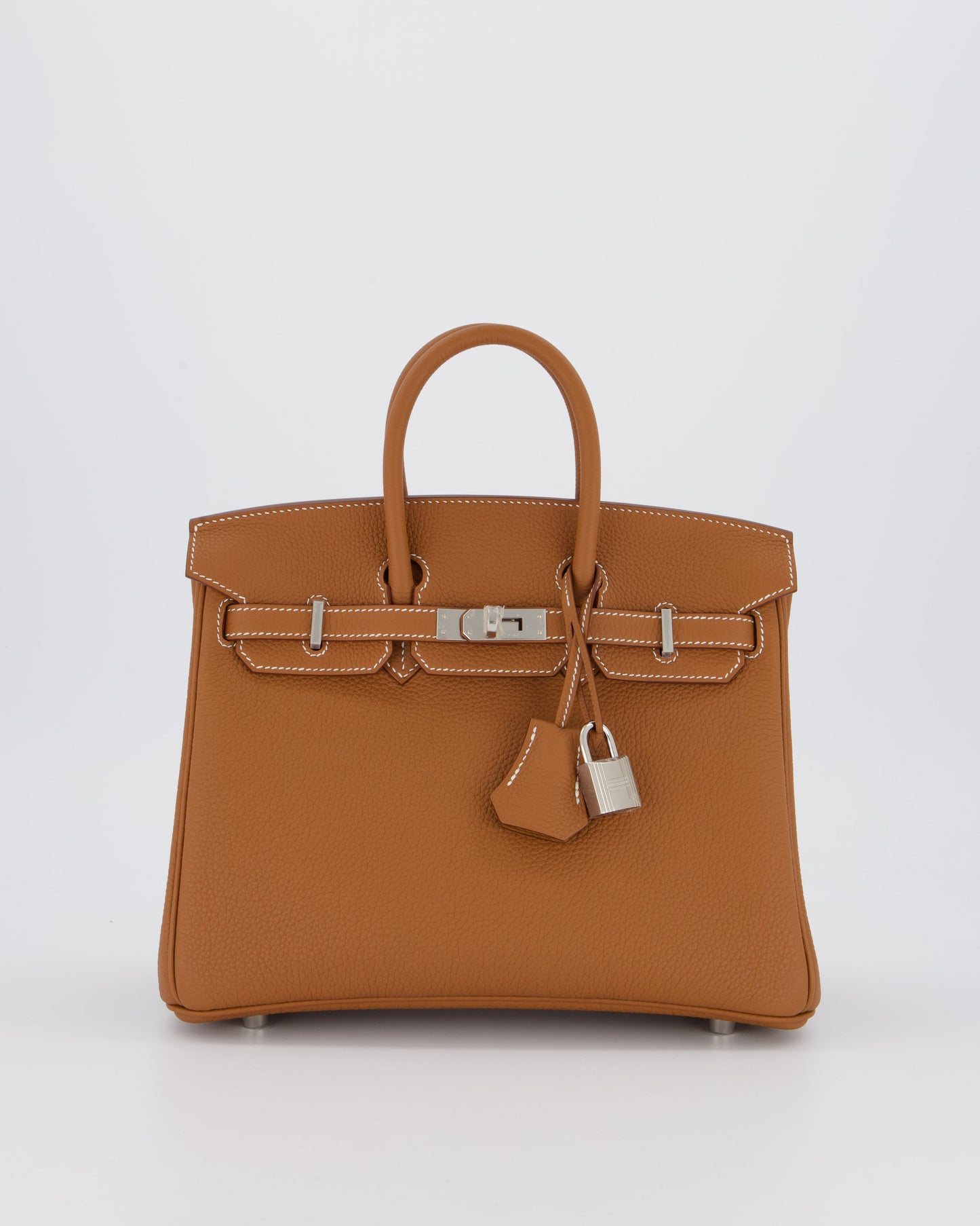 Hermes Birkin 25 Retourne Bag in Gold Togo Leather with Palladium Hardware