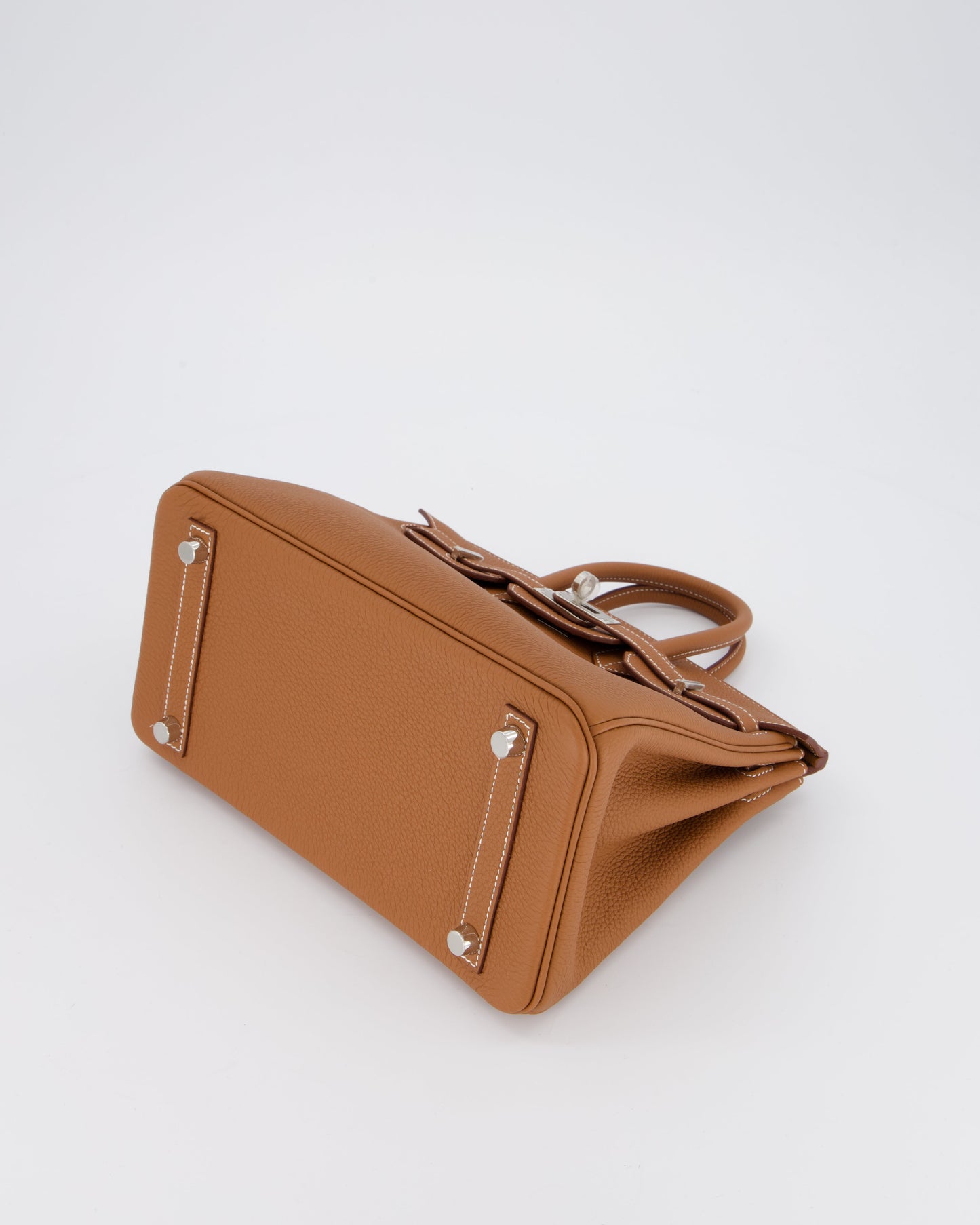 Hermes Birkin 25 Retourne Bag in Gold Togo Leather with Palladium Hardware