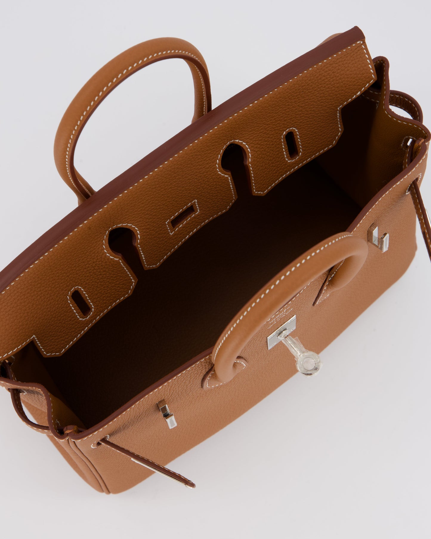 Hermes Birkin 25 Retourne Bag in Gold Togo Leather with Palladium Hardware