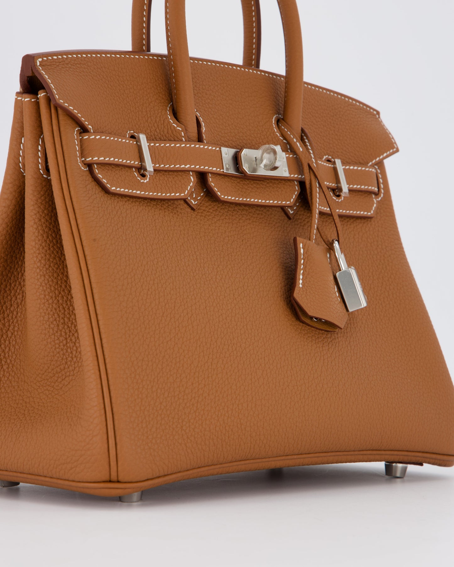 Hermes Birkin 25 Retourne Bag in Gold Togo Leather with Palladium Hardware