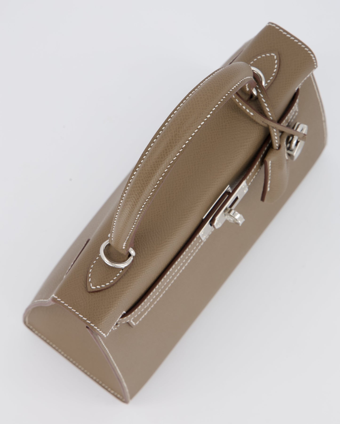 Hermes Kelly 25 Sellier Bag in Etoupe Epsom Leather with Palladium Hardware