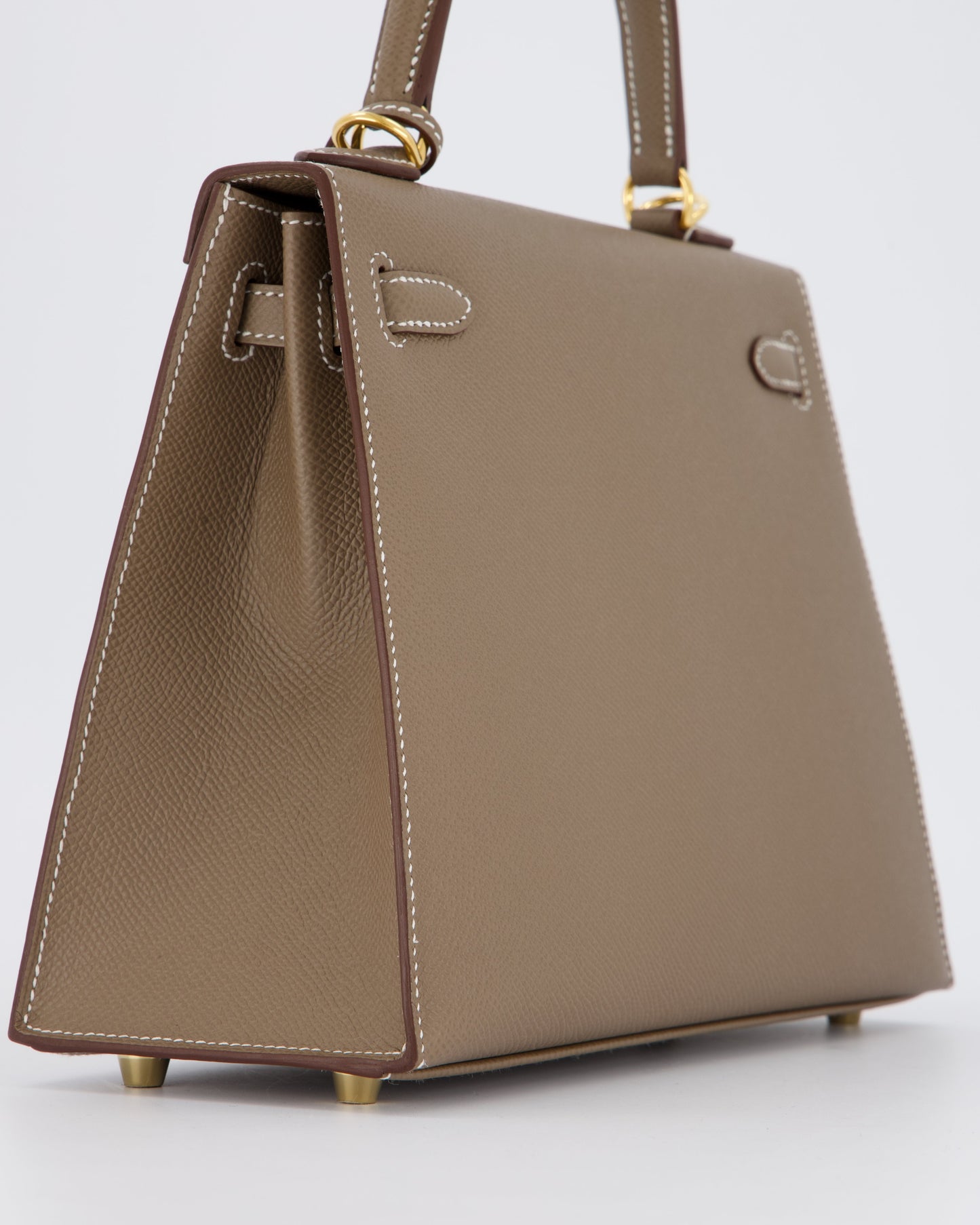 Hermes Kelly 25 Sellier in Etoupe Epsom Leather with Gold Hardware
