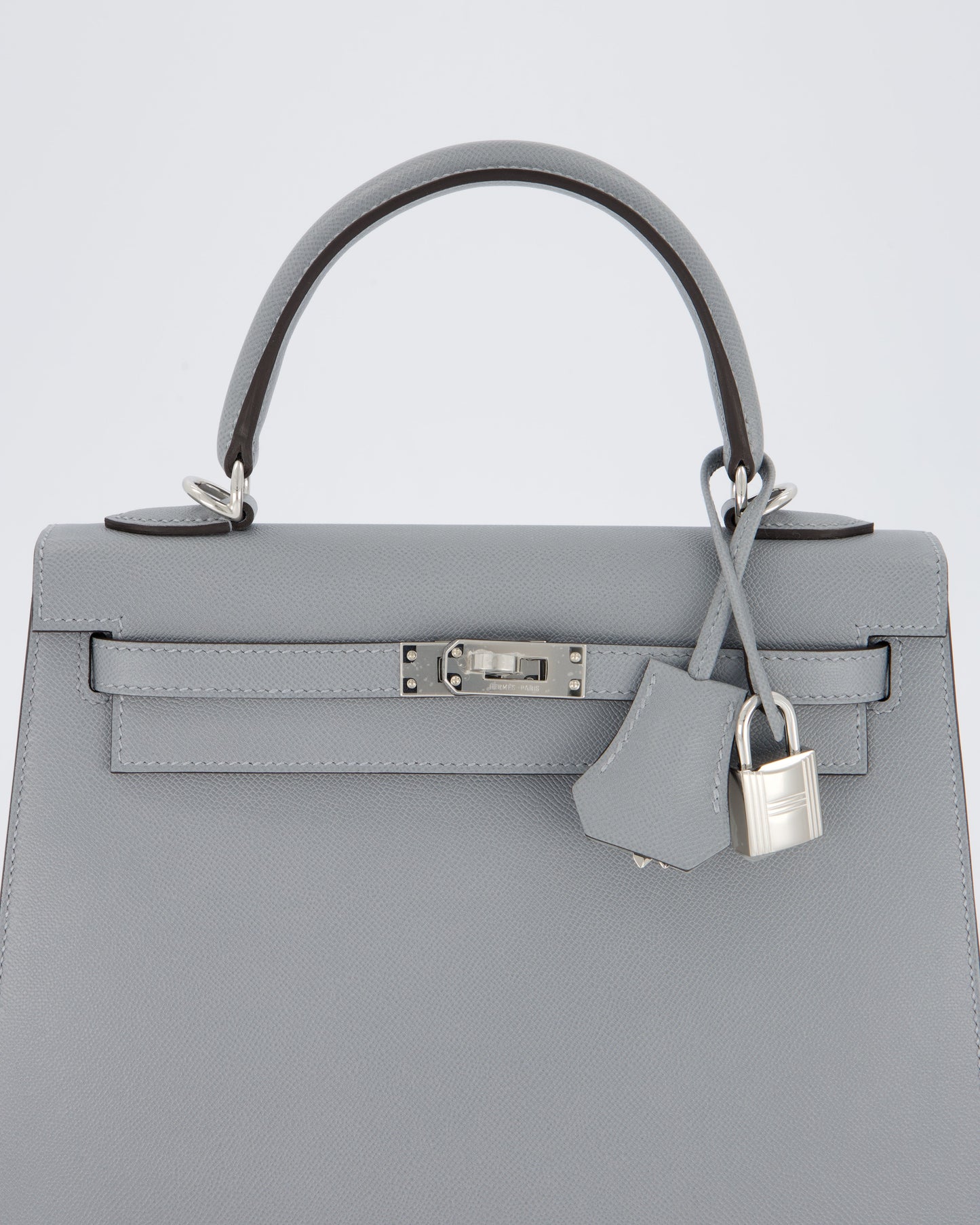 Hermes Kelly 25 Sellier Bag in Gris Pantin Epsom Leather with Palladium Hardware