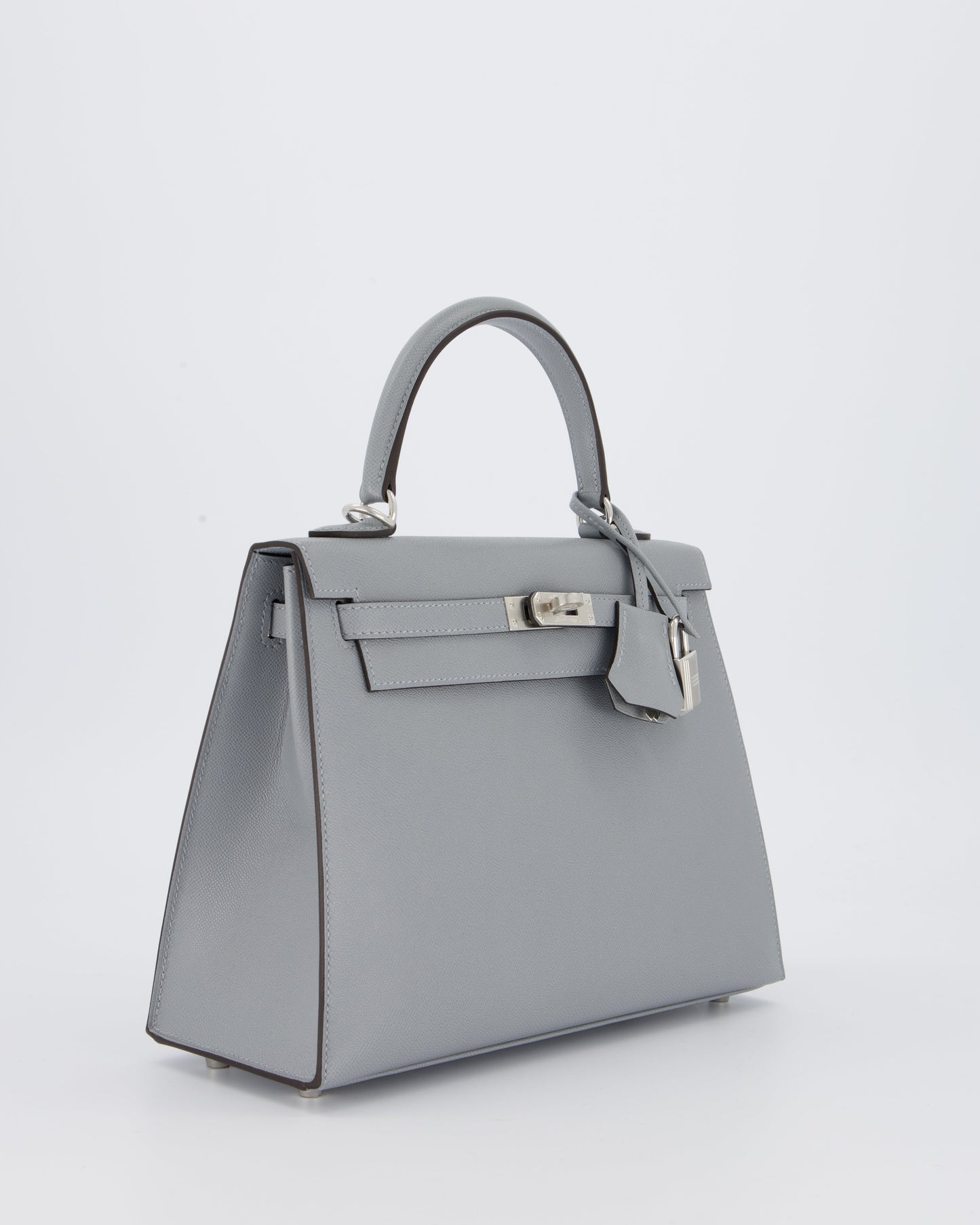 Hermes Kelly 25 Sellier Bag in Gris Pantin Epsom Leather with Palladium Hardware