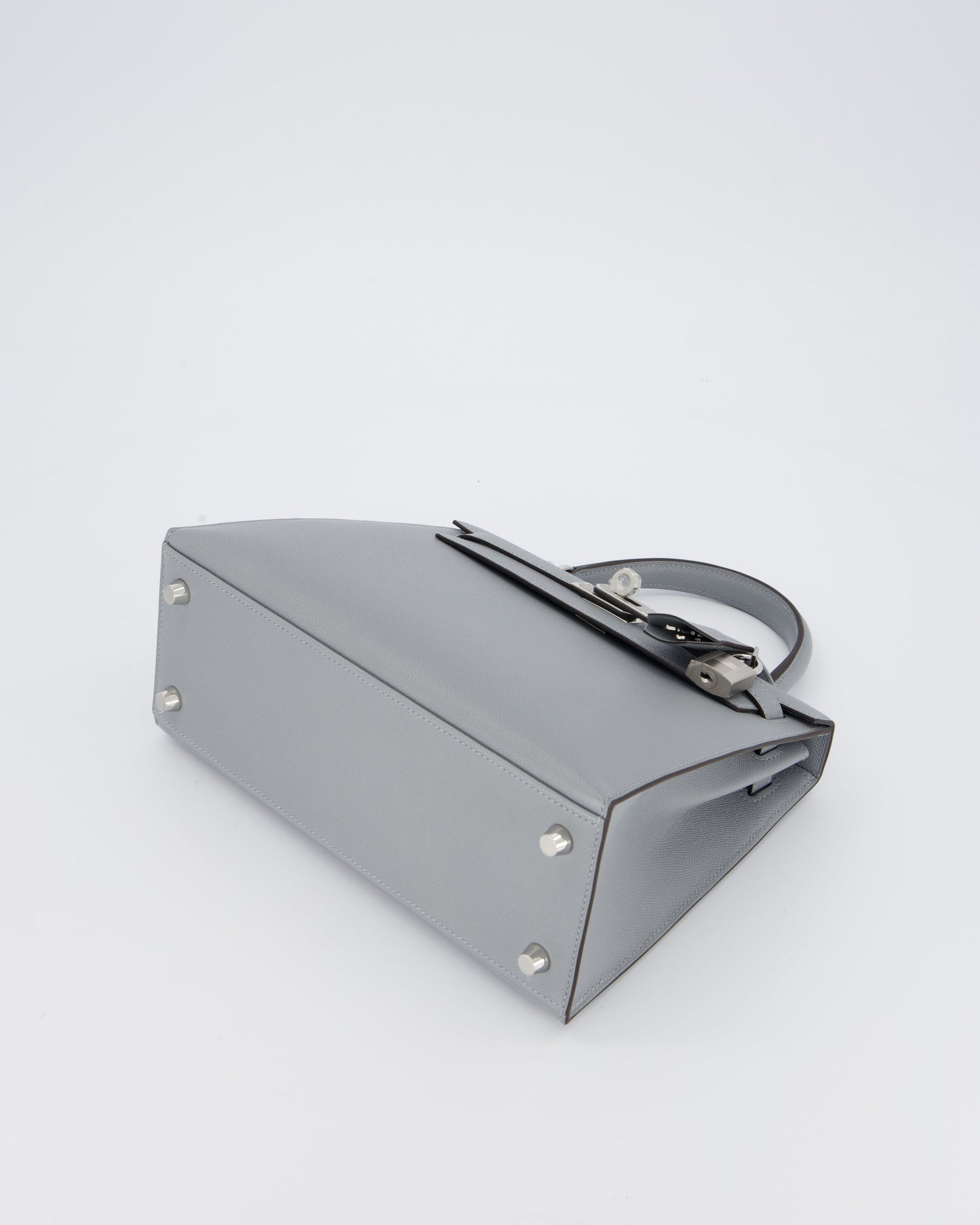 Hermes Kelly 25 Sellier Bag in Gris Pantin Epsom Leather with Palladium Hardware