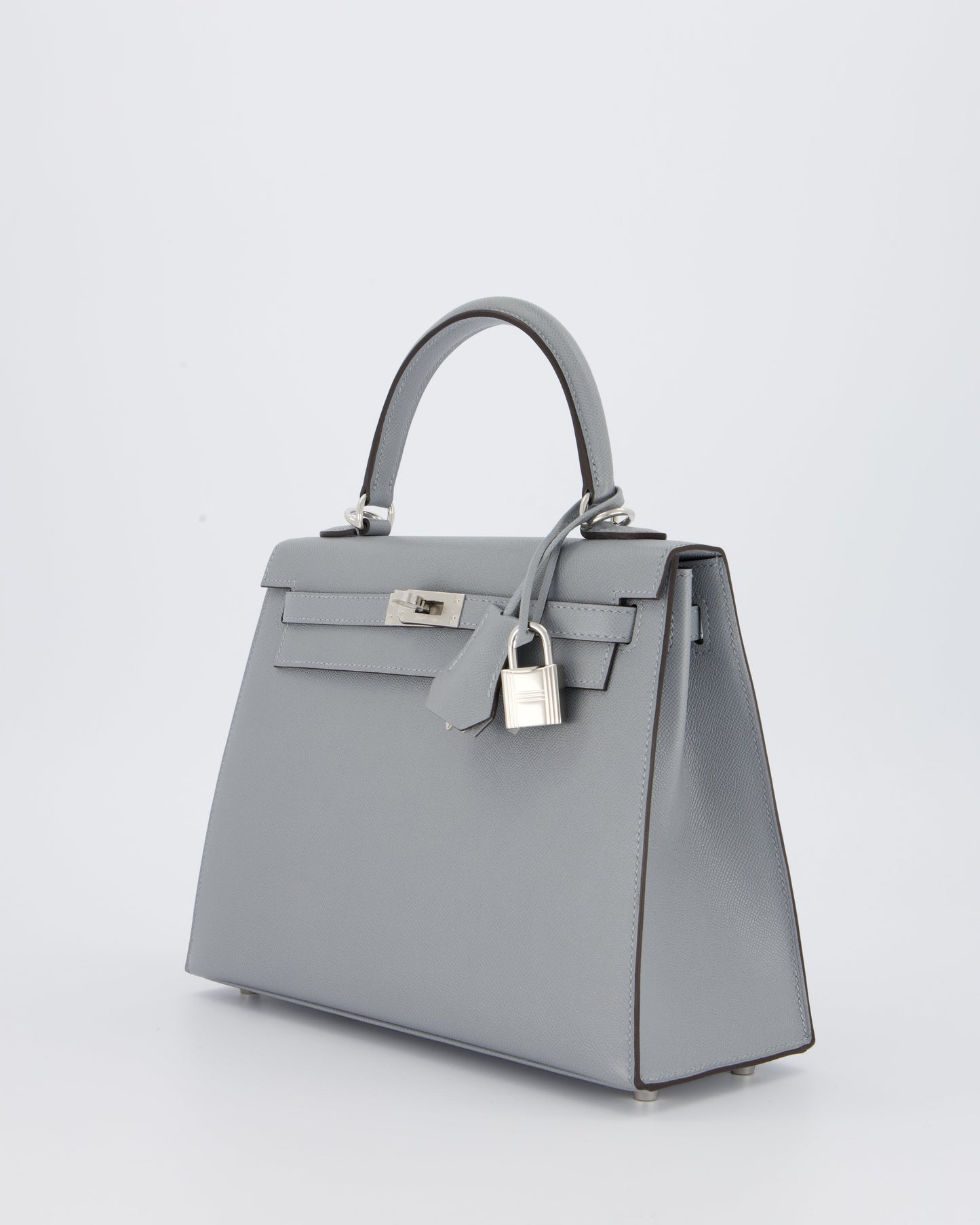 Hermes Kelly 25 Sellier Bag in Gris Pantin Epsom Leather with Palladium Hardware