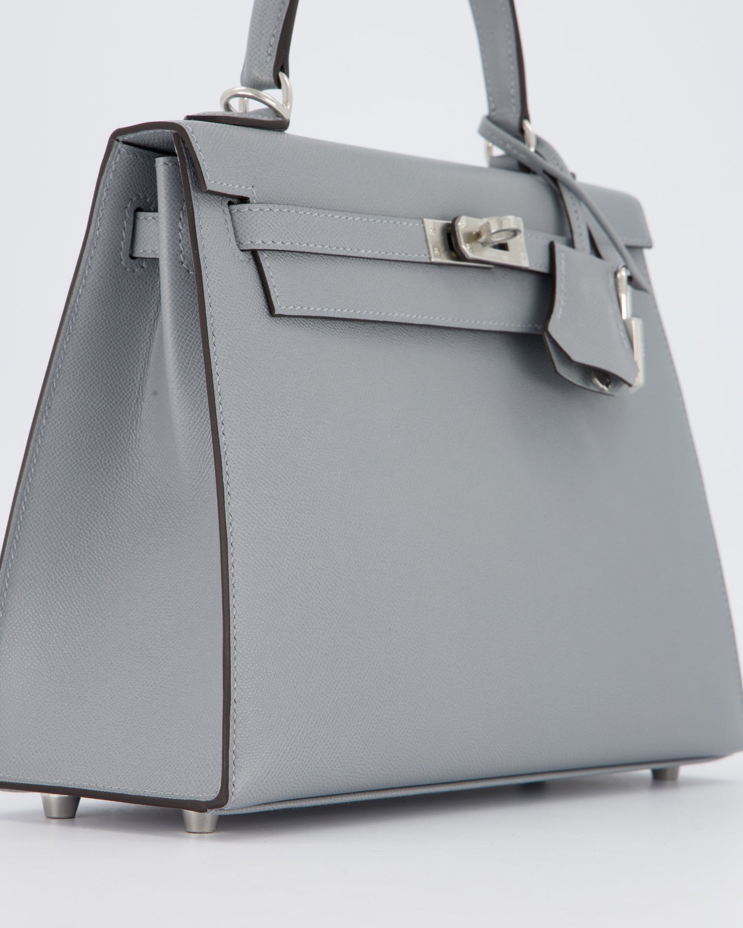 Hermes Kelly 25 Sellier Bag in Gris Pantin Epsom Leather with Palladium Hardware