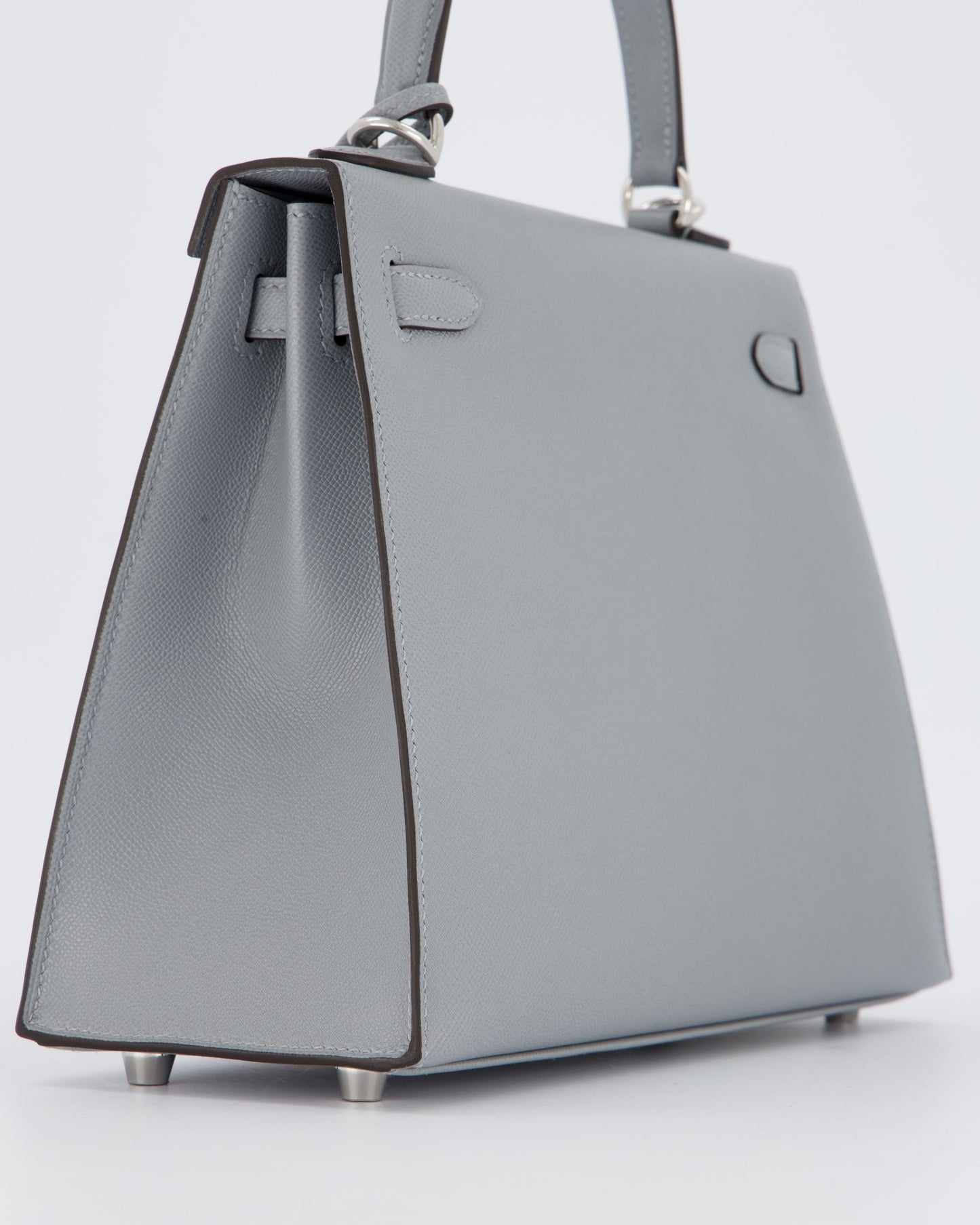 Hermes Kelly 25 Sellier Bag in Gris Pantin Epsom Leather with Palladium Hardware