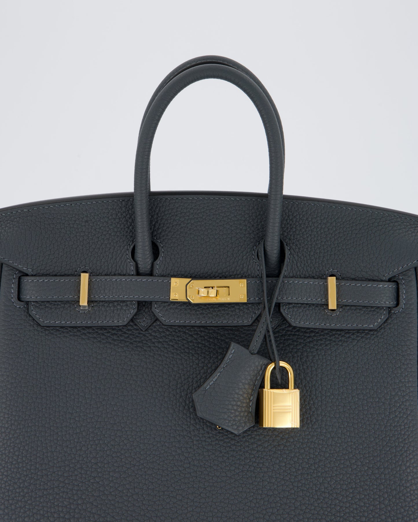 *RARE* Hermes Birkin 25 Retourne Bag in Gris Misty Togo Leather with Gold Hardware