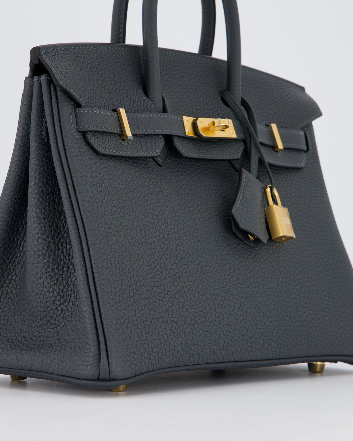 *RARE* Hermes Birkin 25 Retourne Bag in Gris Misty Togo Leather with Gold Hardware