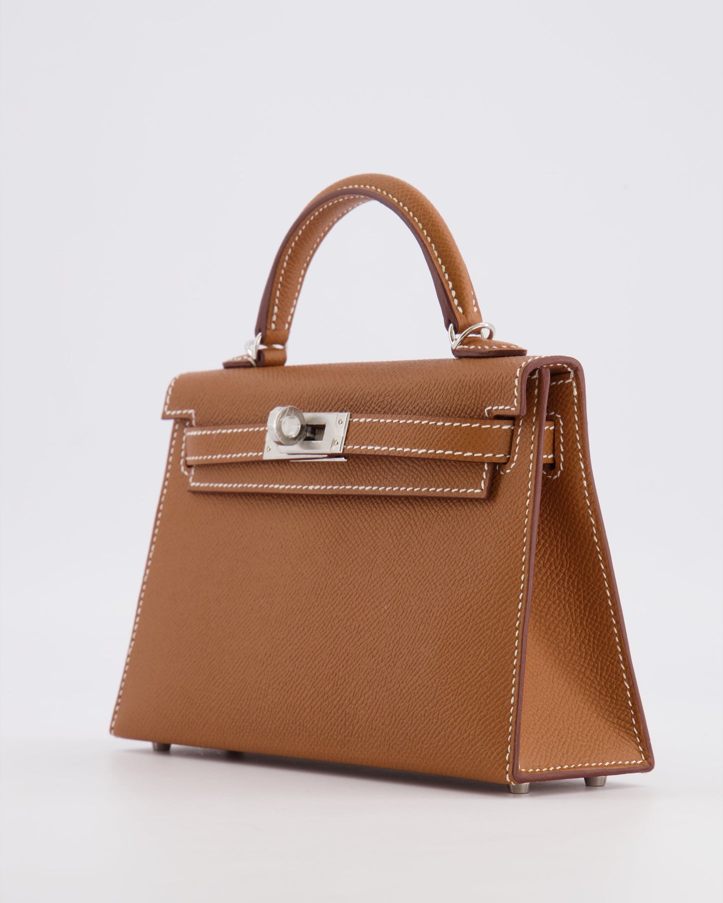 Hermes Mini Kelly II 20 Bag in Gold Epsom Leather with Palladium Hardware