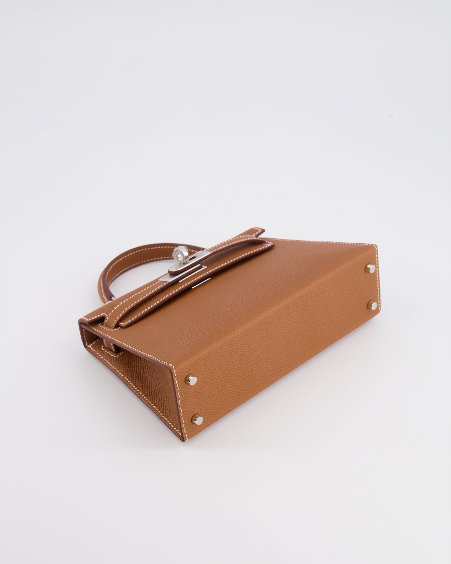 Hermes Mini Kelly II 20 Bag in Gold Epsom Leather with Palladium Hardware