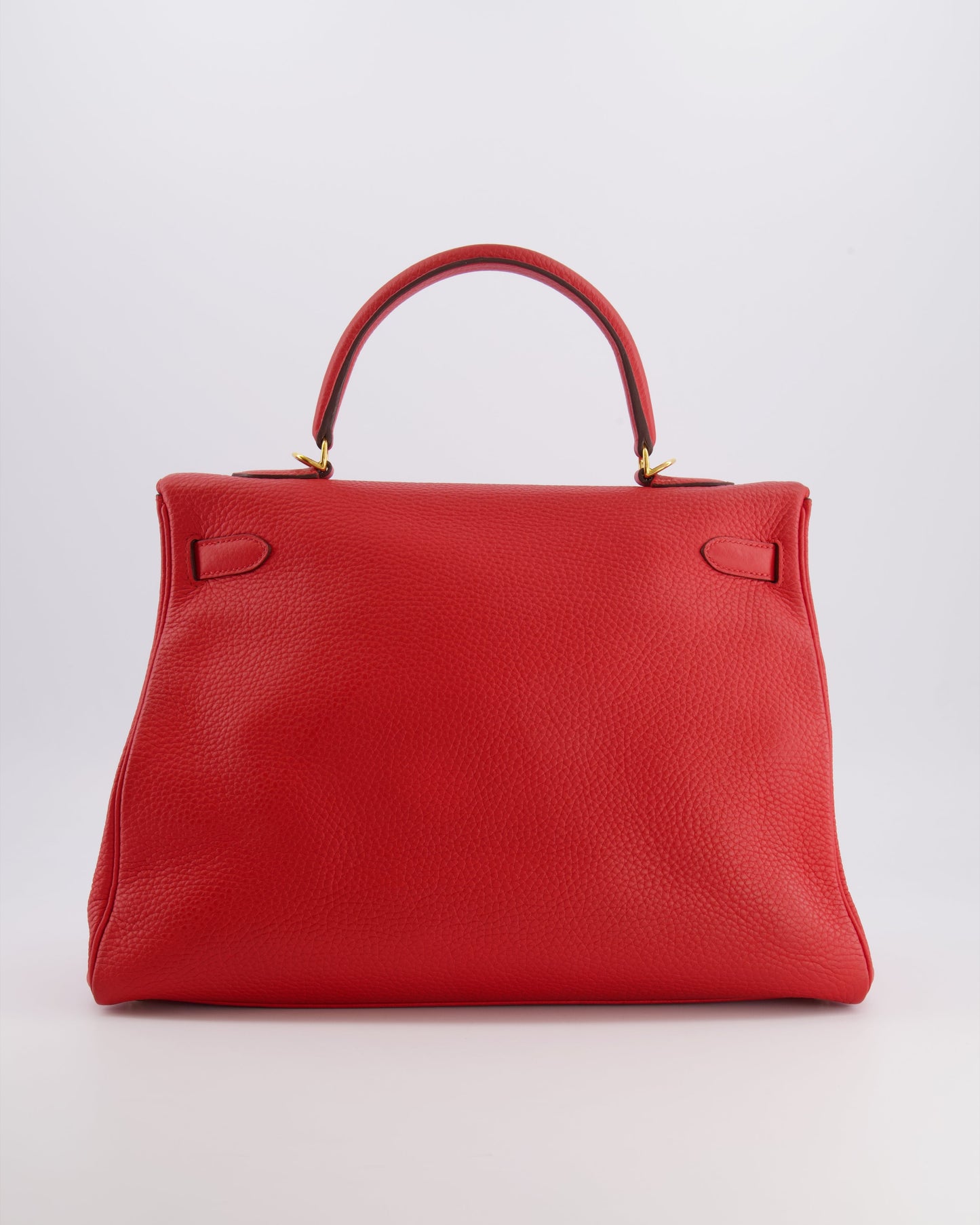 Hermes Kelly 35 Retourne Bag in Rouge Casaque Clemence Leather with Gold Hardware