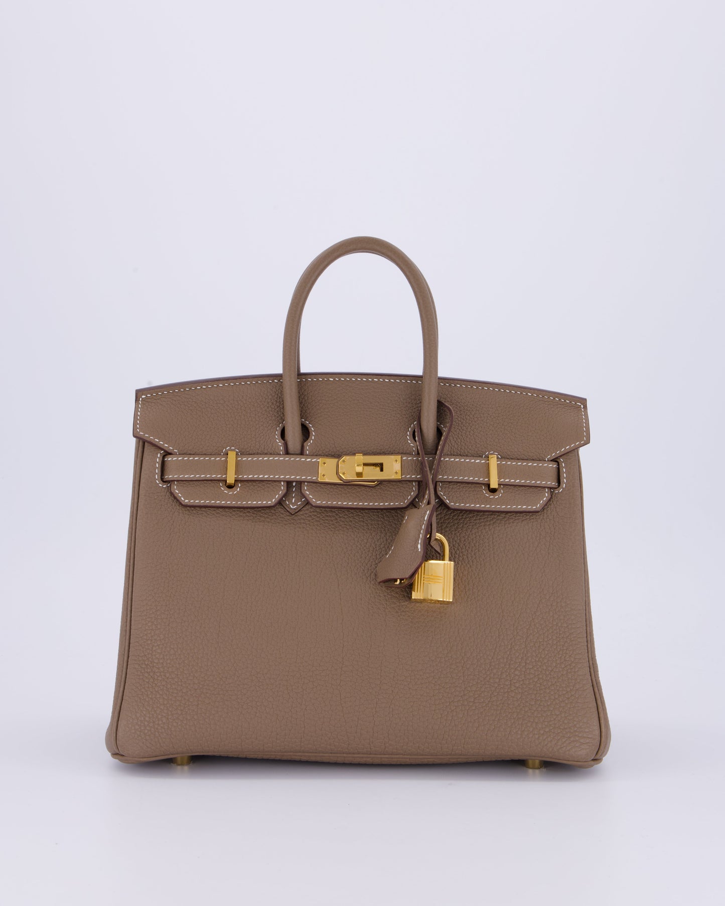 Hermes Birkin 25 Retourne Bag in Etoupe Togo Leather with Gold Hardware