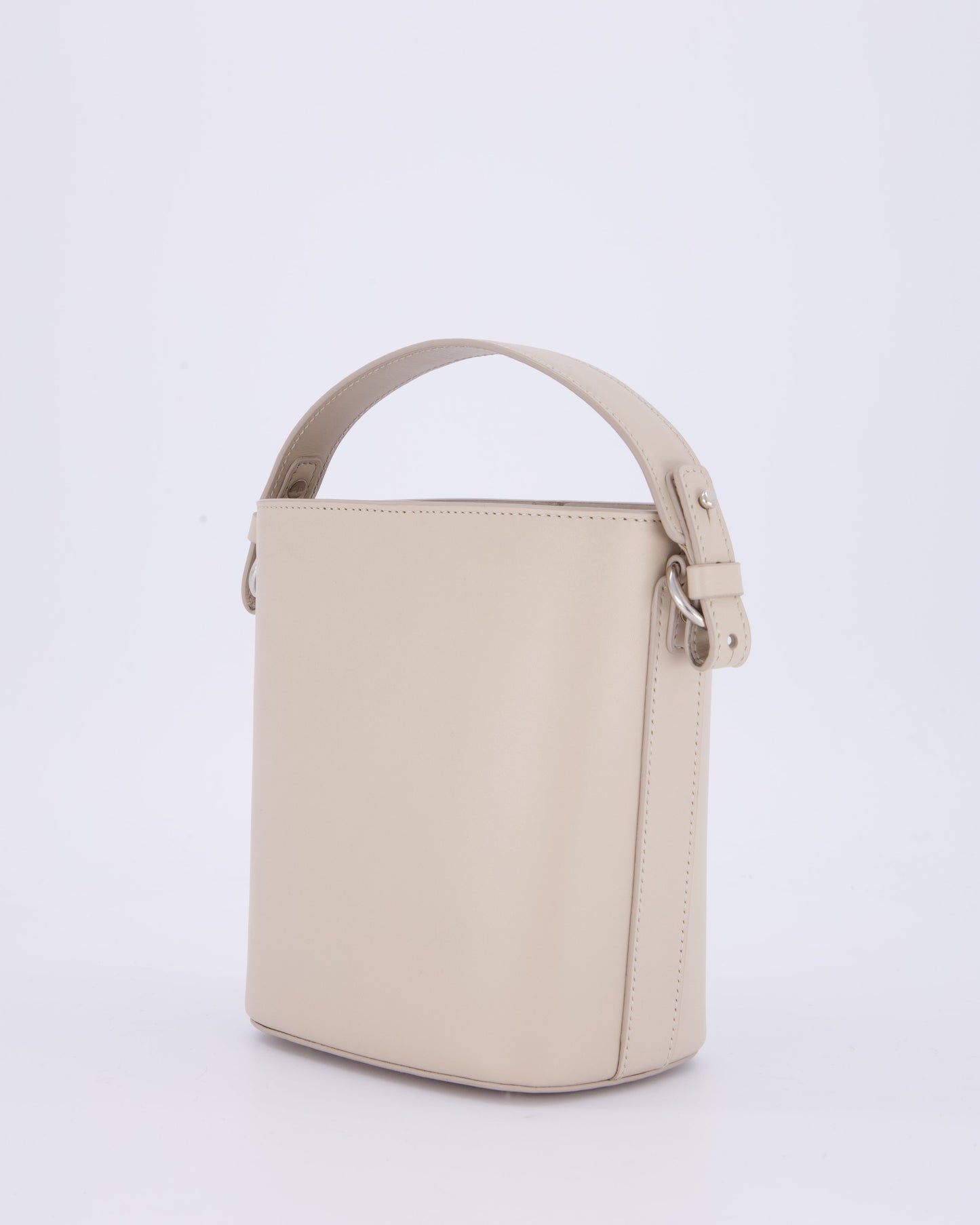 Loro Piana Beige Crossbody Bucket Bag In Calfskin Leather With Silver Hardware