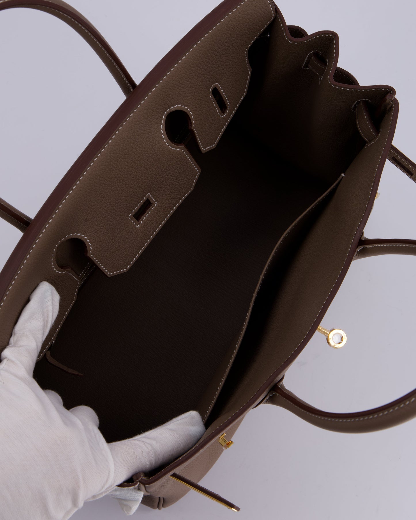Hermes Birkin 30 Retourne Bag in Etoupe Togo Leather with Gold Hardware