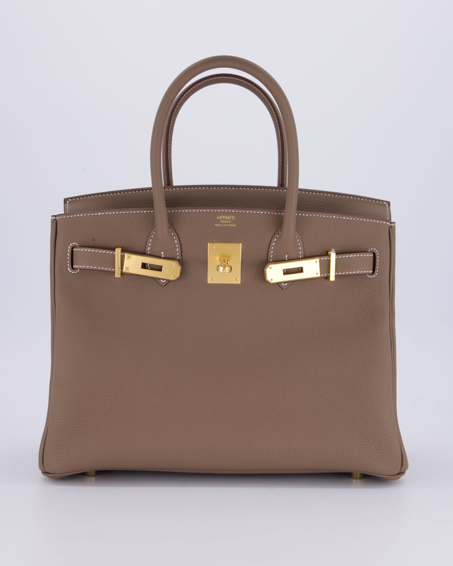 Hermes Birkin 30 Retourne Bag in Etoupe Togo Leather with Gold Hardware