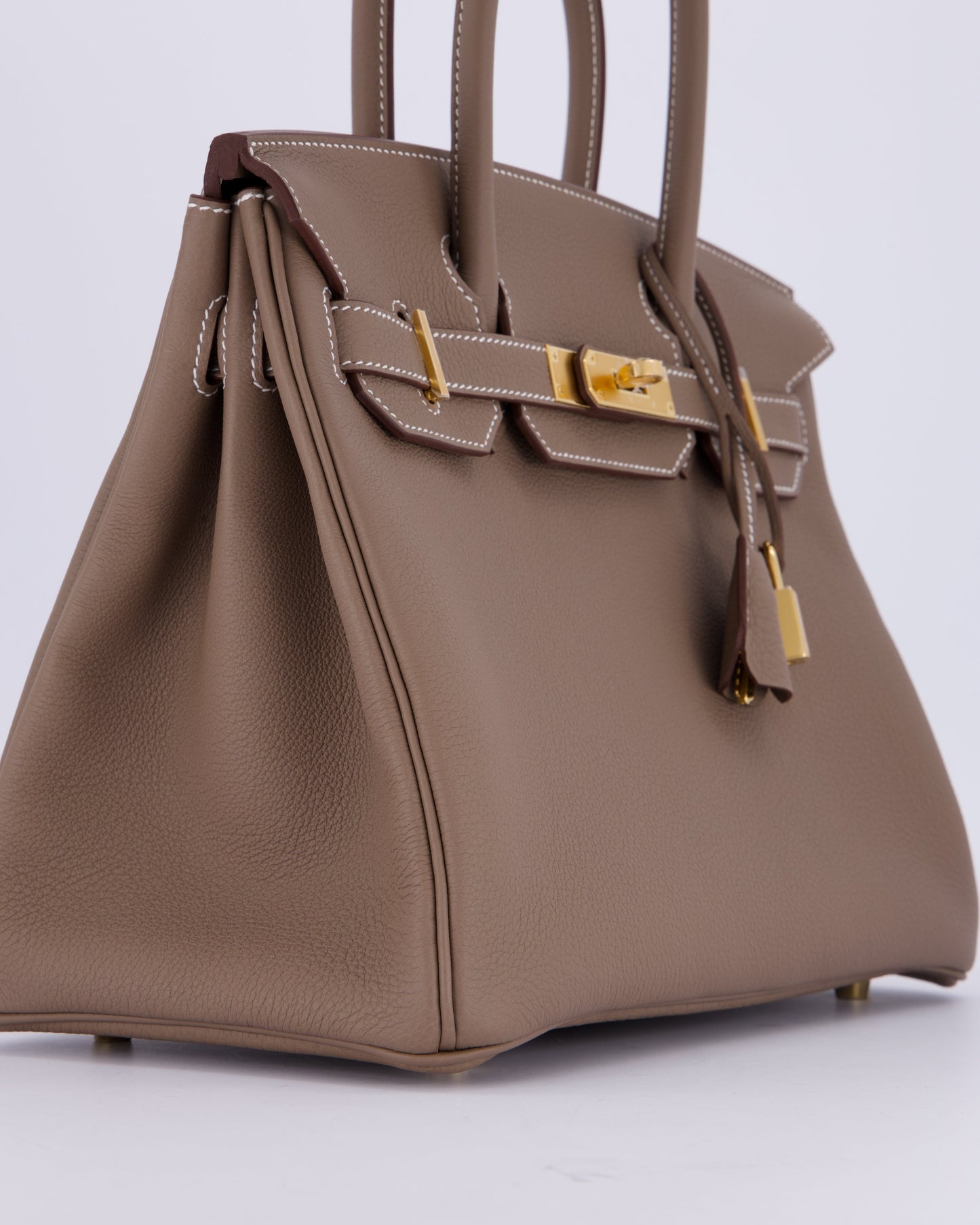 Hermes Birkin 30 Retourne Bag in Etoupe Togo Leather with Gold Hardware