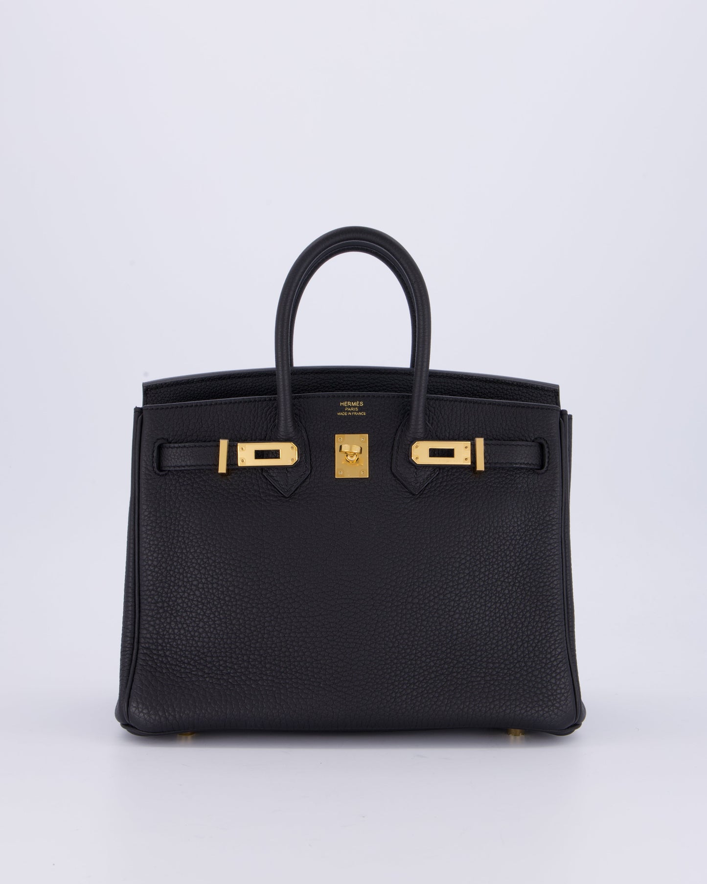 *HOT* Hermes Birkin 25 Retourne Bag in Noir Togo Leather with Gold Hardware