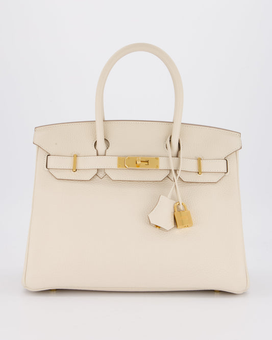 *VERY RARE* Hermes Birkin 30 Retourne Bag in Craie Togo Leather with Gold Hardware