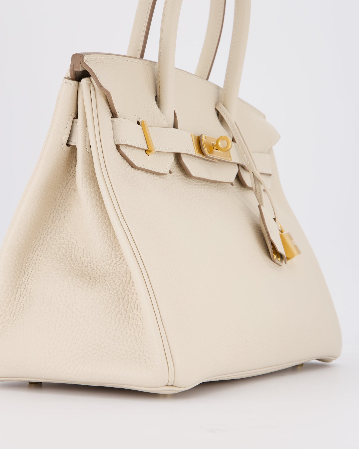 *VERY RARE* Hermes Birkin 30 Retourne Bag in Craie Togo Leather with Gold Hardware