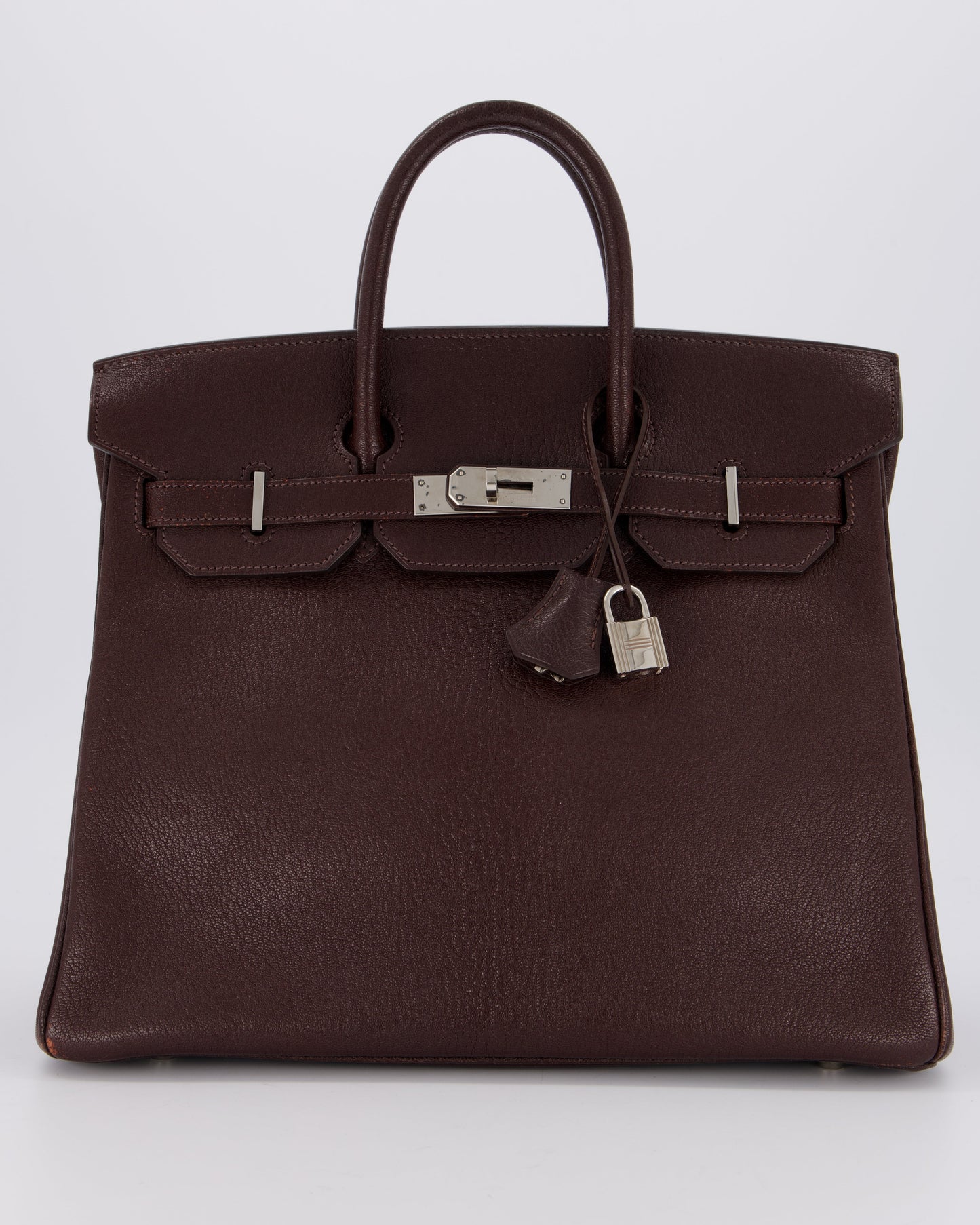 *RARE* Hermes HAC 32 Bag in Chocolat Chèvre Mysore Leather with Palladium Hardware