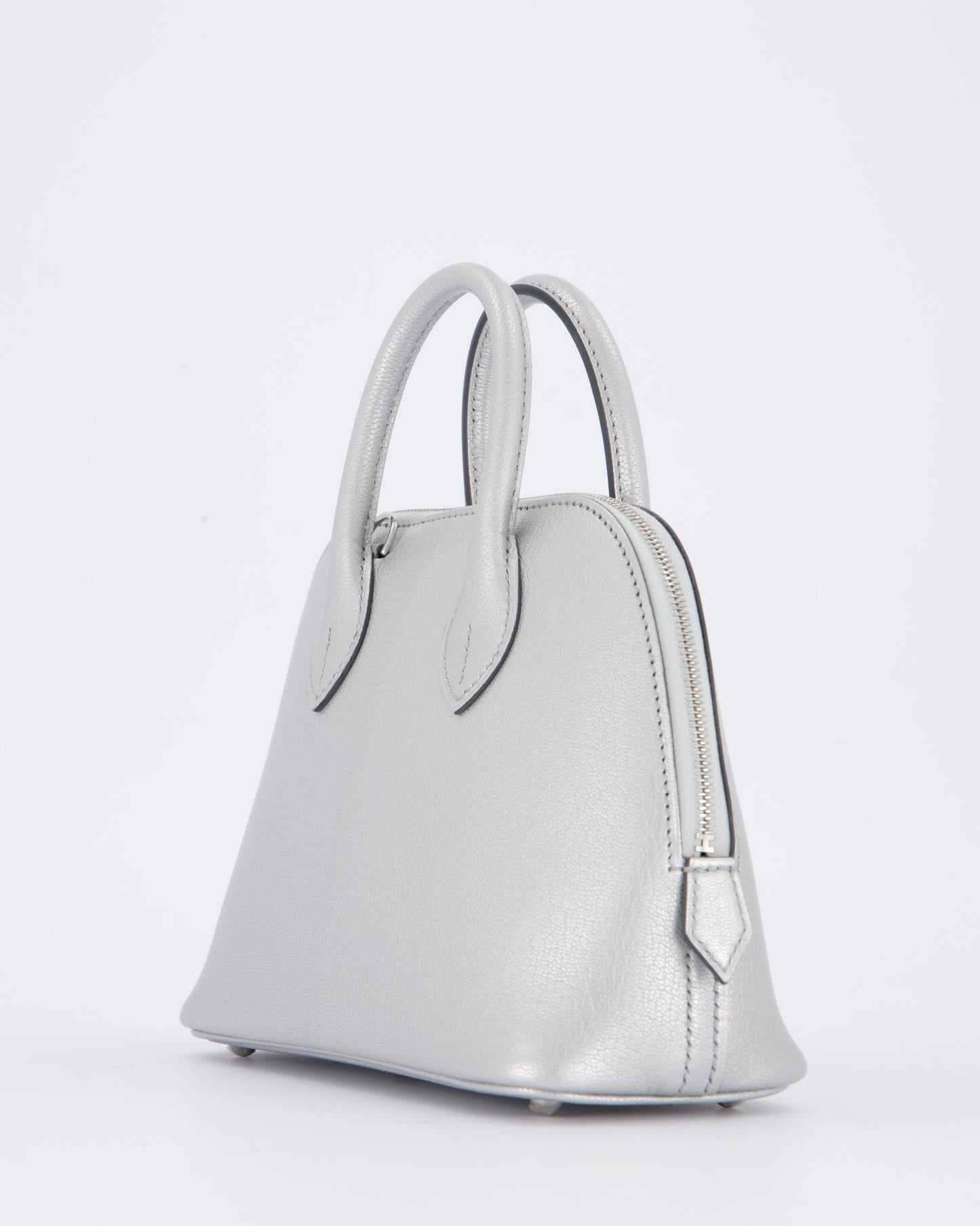 *HOT* Hermes Mini Bolide Bag in Argent Chevre Chamkila Leather with Palladium Hardware