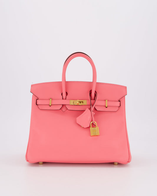 Hermes Birkin 25 Retourne Bag in Rose D'Été Swift Leather with Gold Hardware