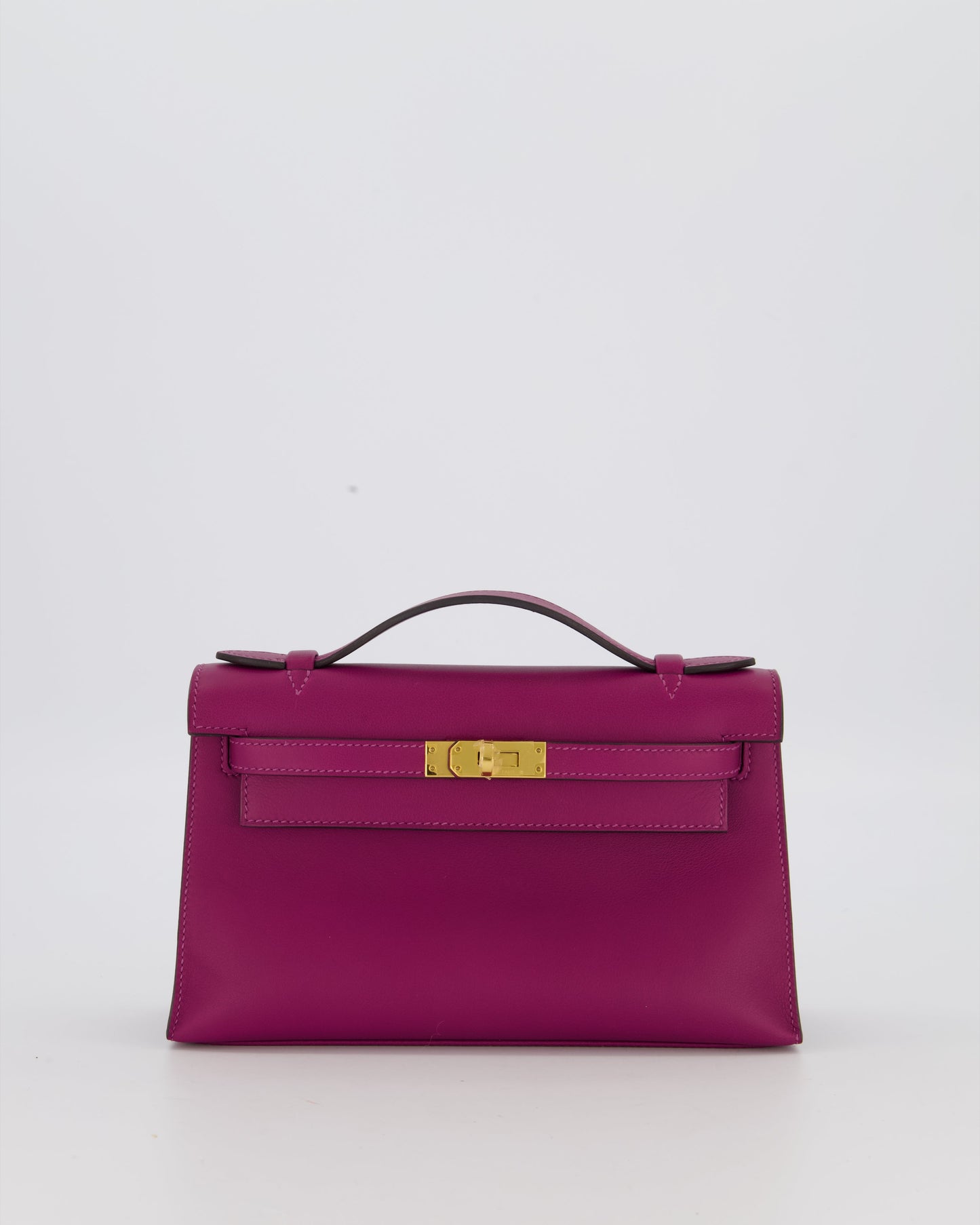 *RARE COLOUR* Hermes Kelly Pochette Bag in Anemone Swift Leather and Gold Hardware
