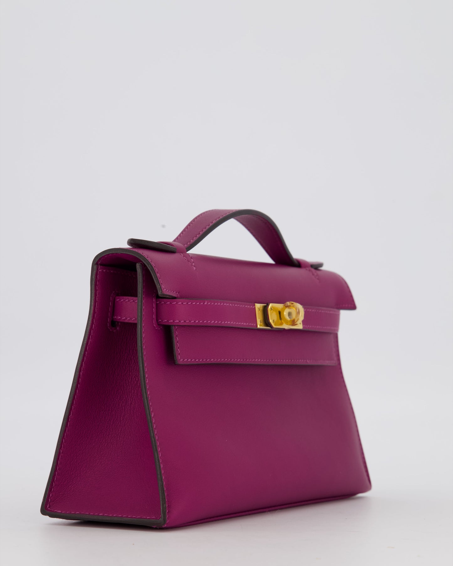 *RARE COLOUR* Hermes Kelly Pochette Bag in Anemone Swift Leather and Gold Hardware