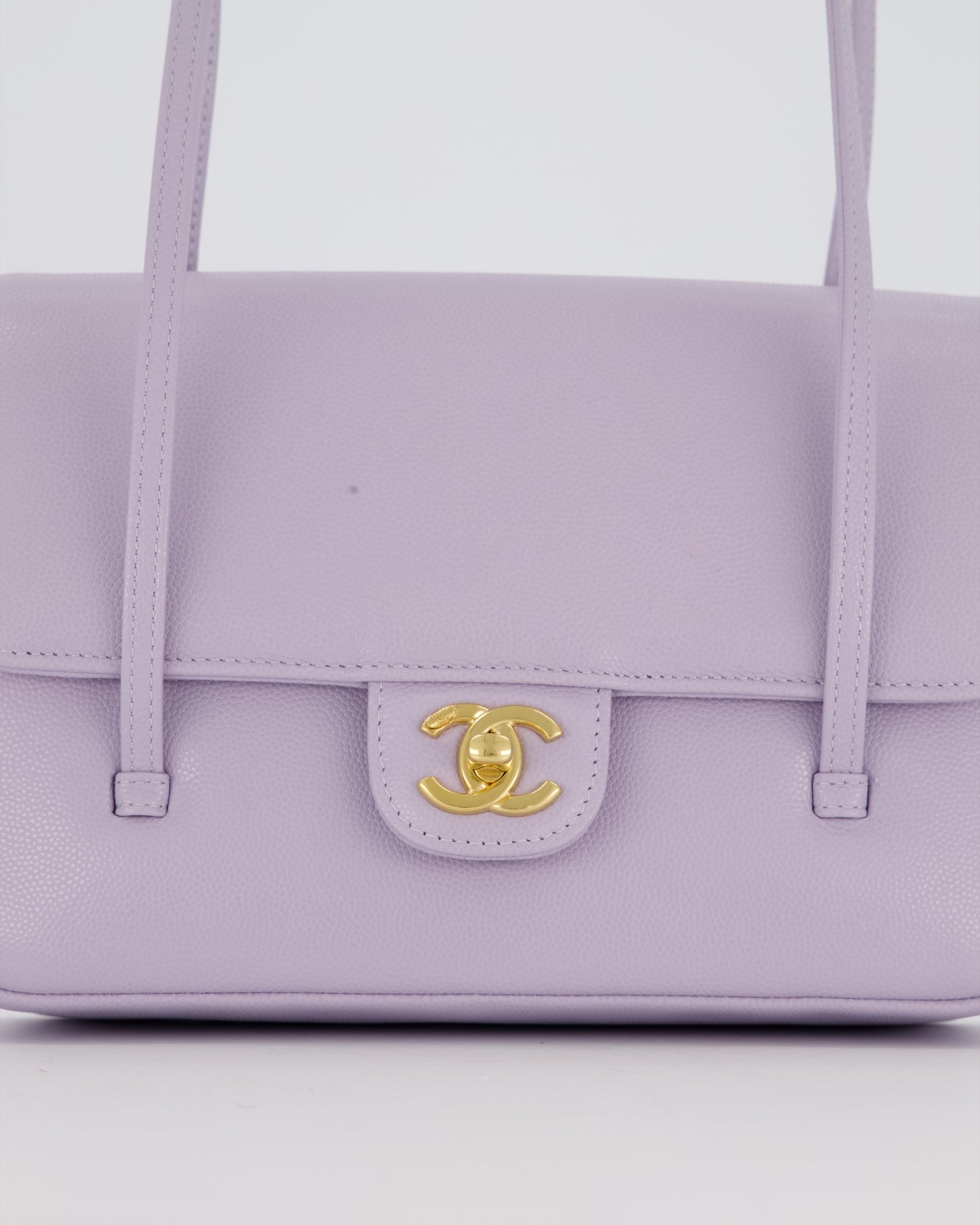 *RARE* Chanel Lilac 26S Preppy Coco Small Flap Bag in Shiny Caviar Leather With Gold Hardware
