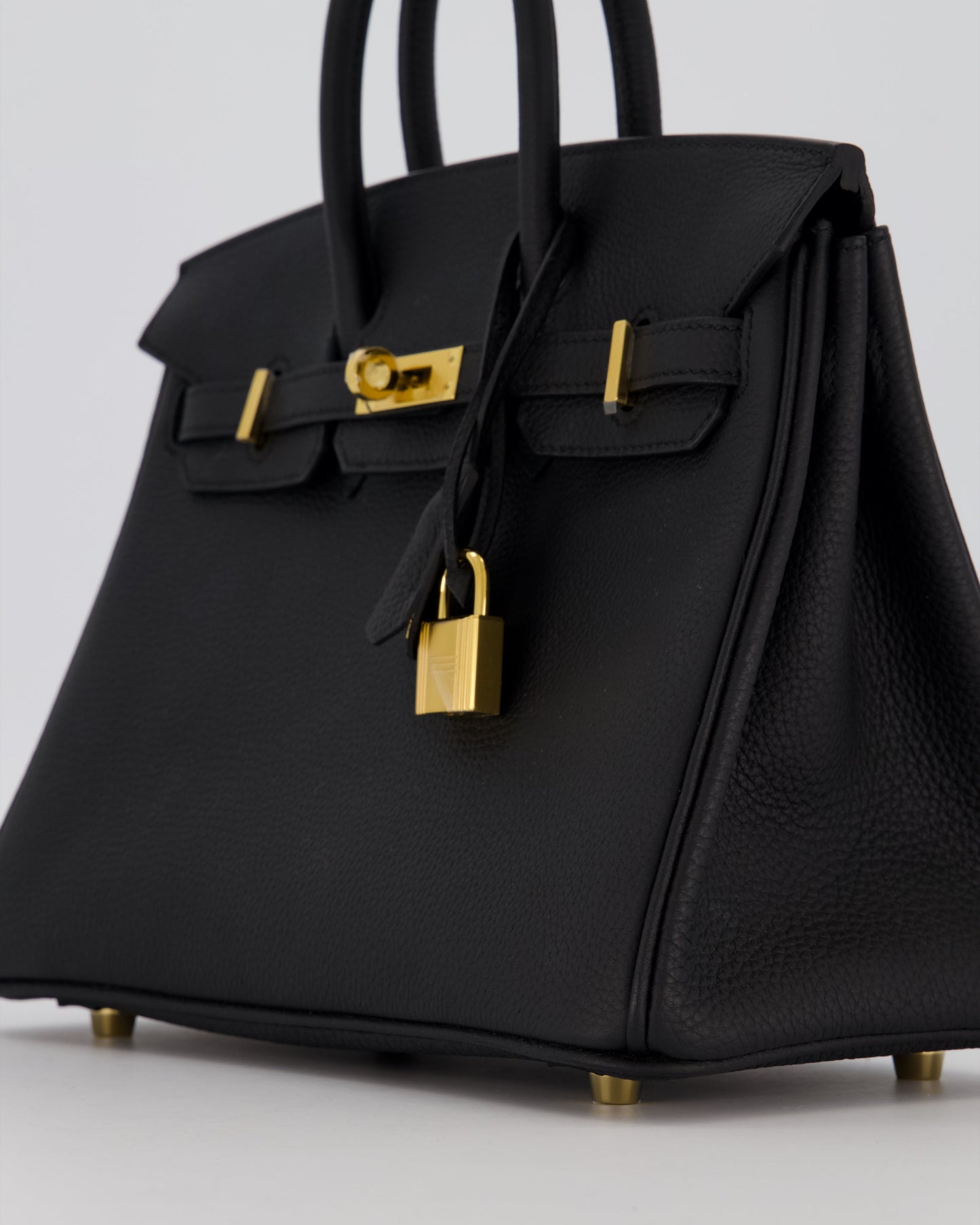 *RARE* Hermes Birkin 25 Retourne Bag in Noir Togo Leather with Gold Hardware