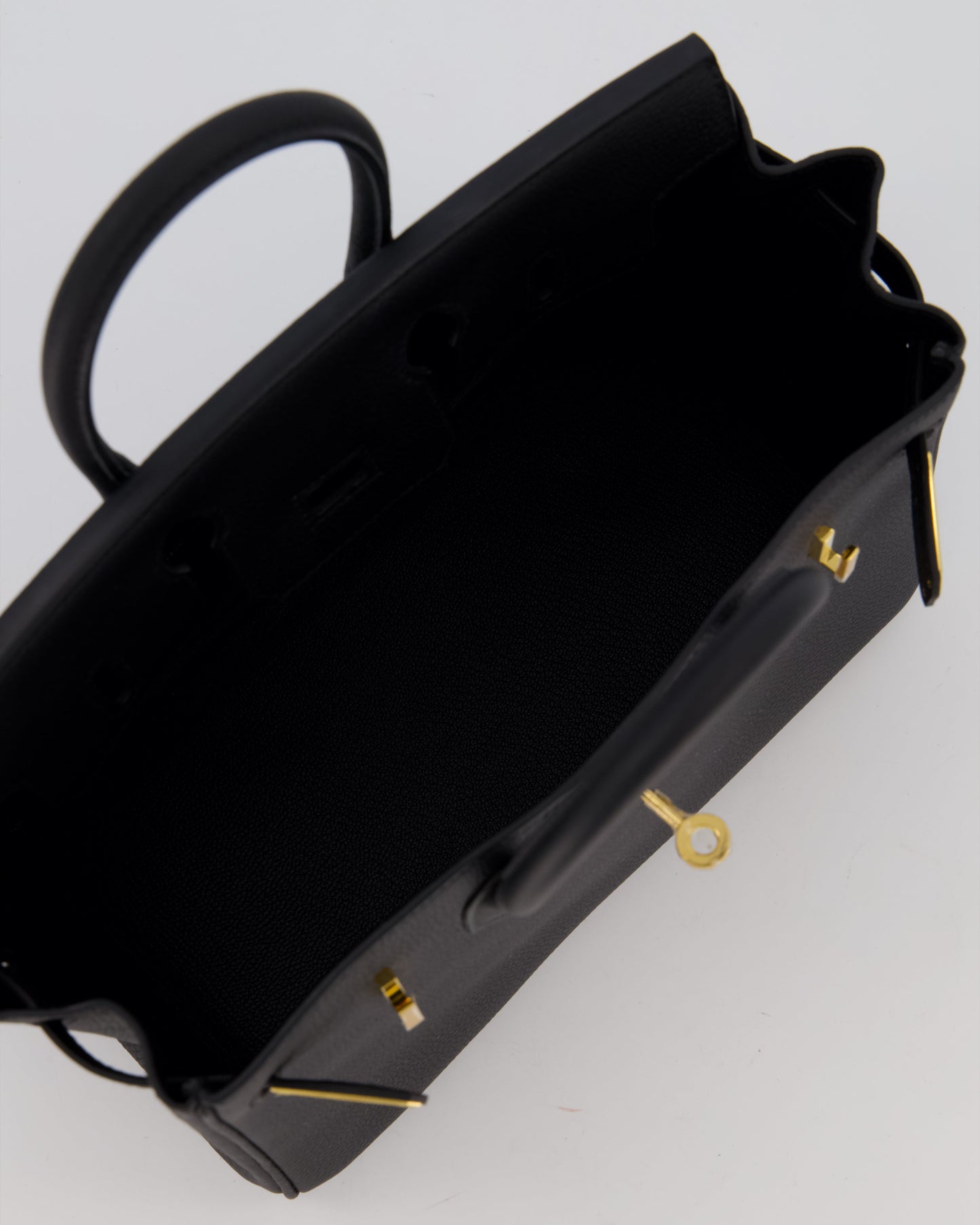 *RARE* Hermes Birkin 25 Retourne Bag in Noir Togo Leather with Gold Hardware