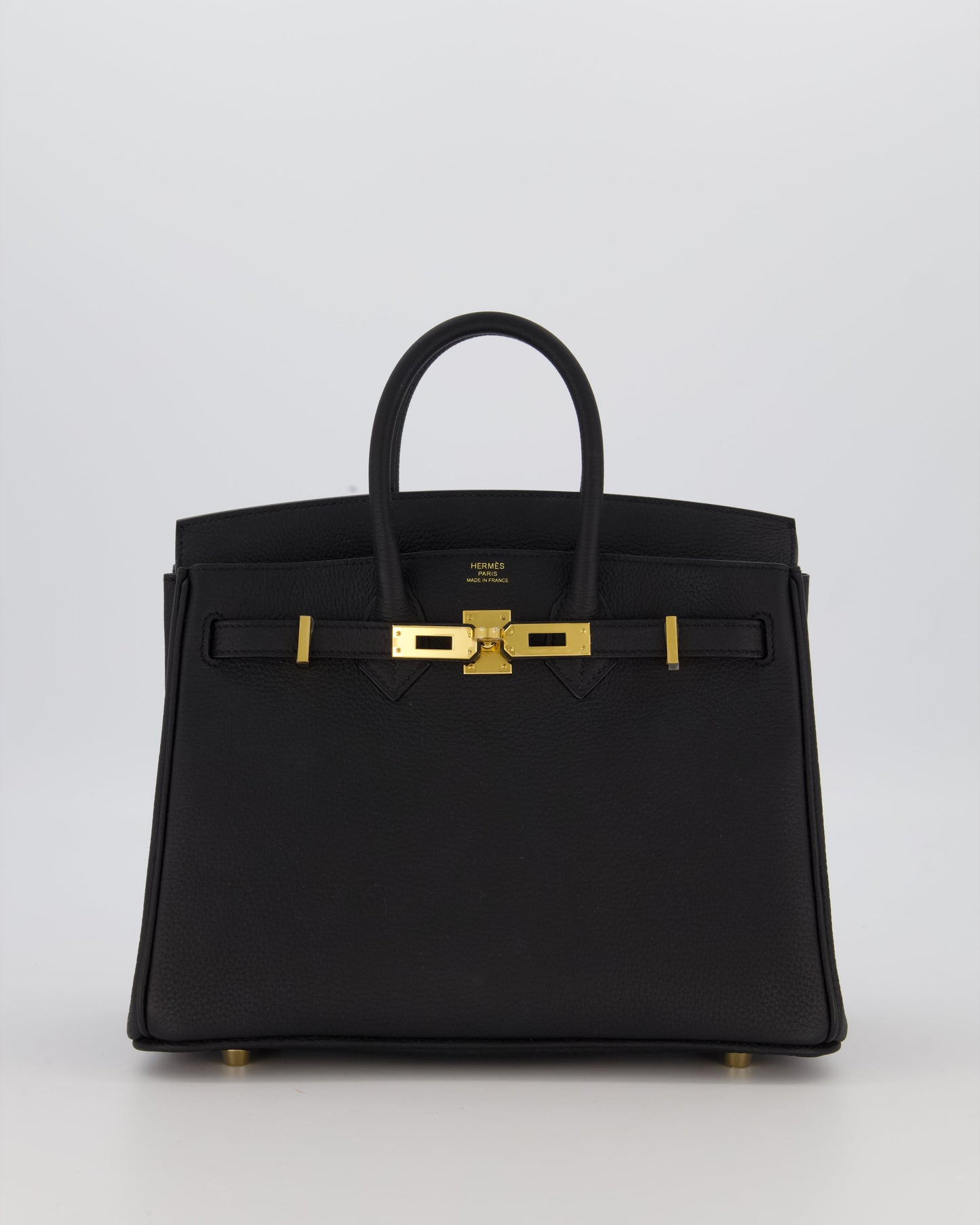 *RARE* Hermes Birkin 25 Retourne Bag in Noir Togo Leather with Gold Hardware