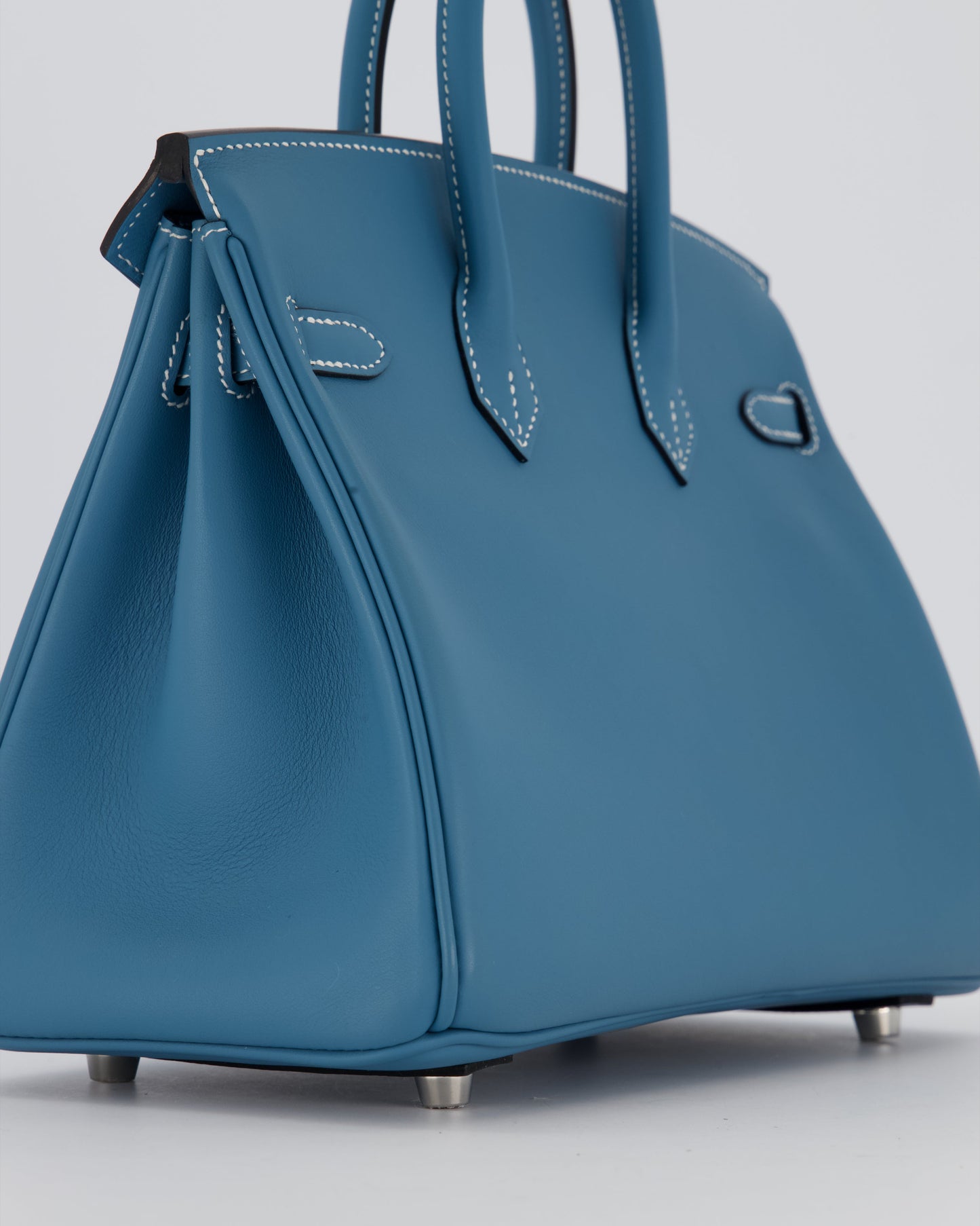*RARE* Hermes Birkin 25 Retourne Bag in Bleu Jean Swift Leather with Palladium Hardware