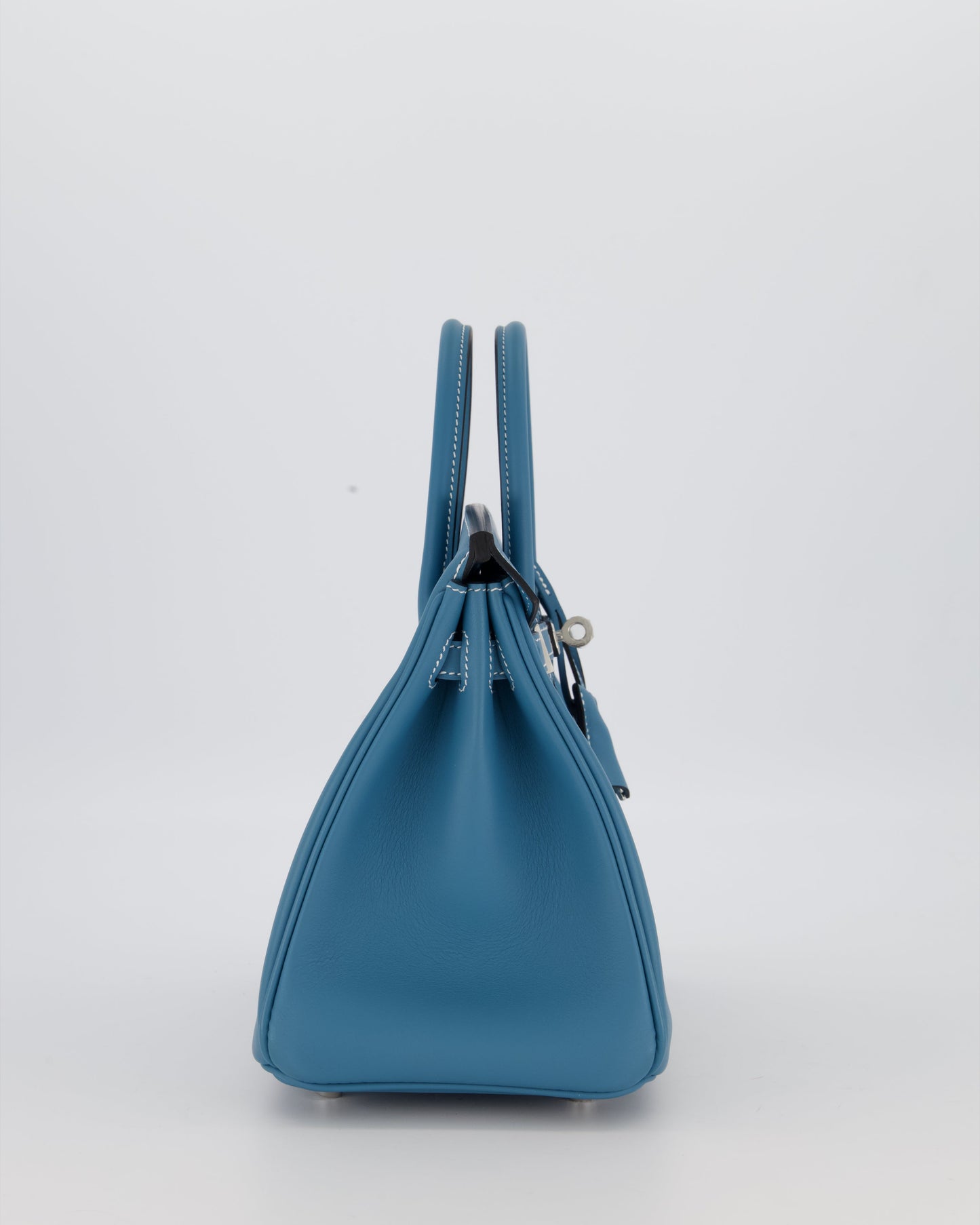 *RARE* Hermes Birkin 25 Retourne Bag in Bleu Jean Swift Leather with Palladium Hardware