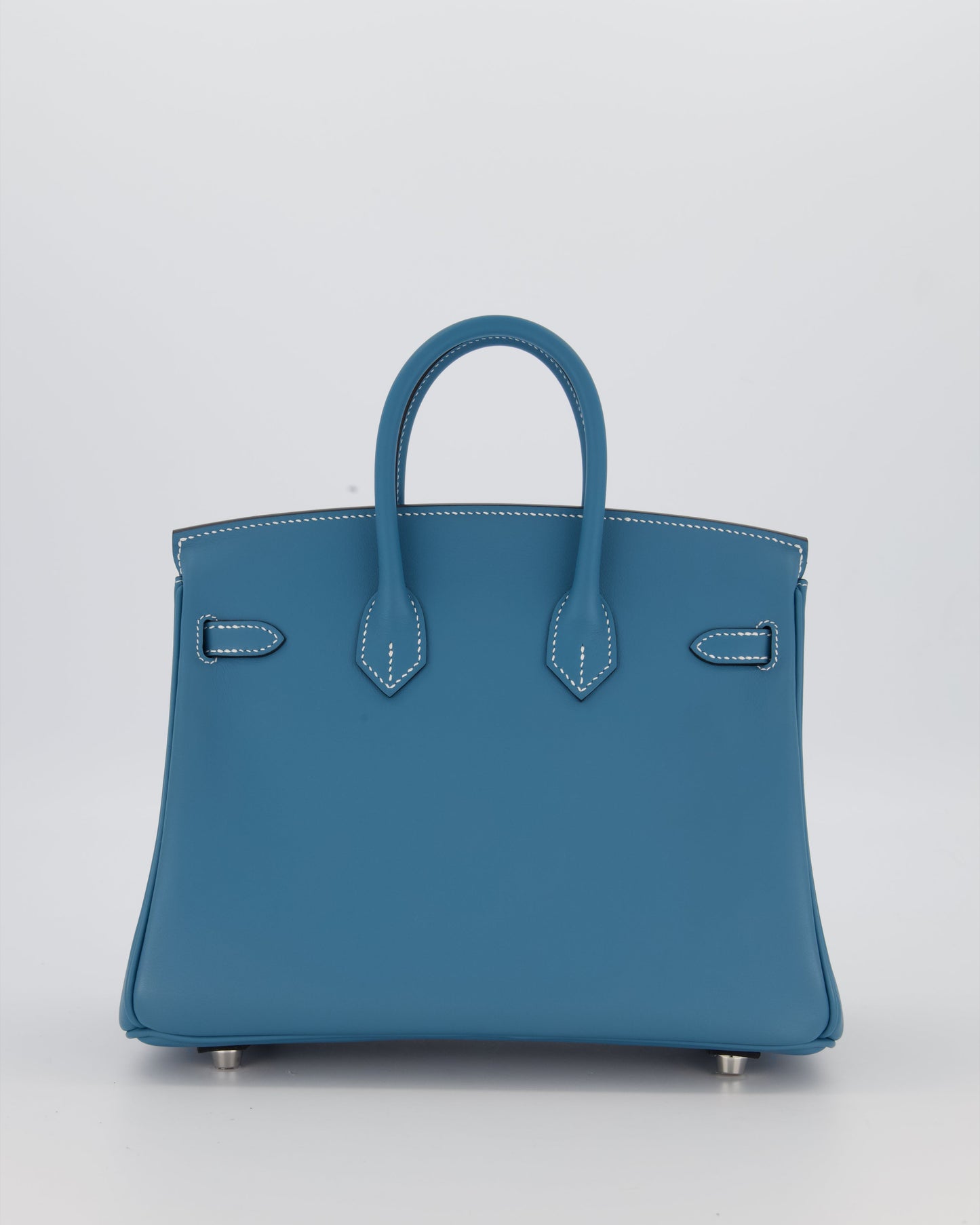 *RARE* Hermes Birkin 25 Retourne Bag in Bleu Jean Swift Leather with Palladium Hardware
