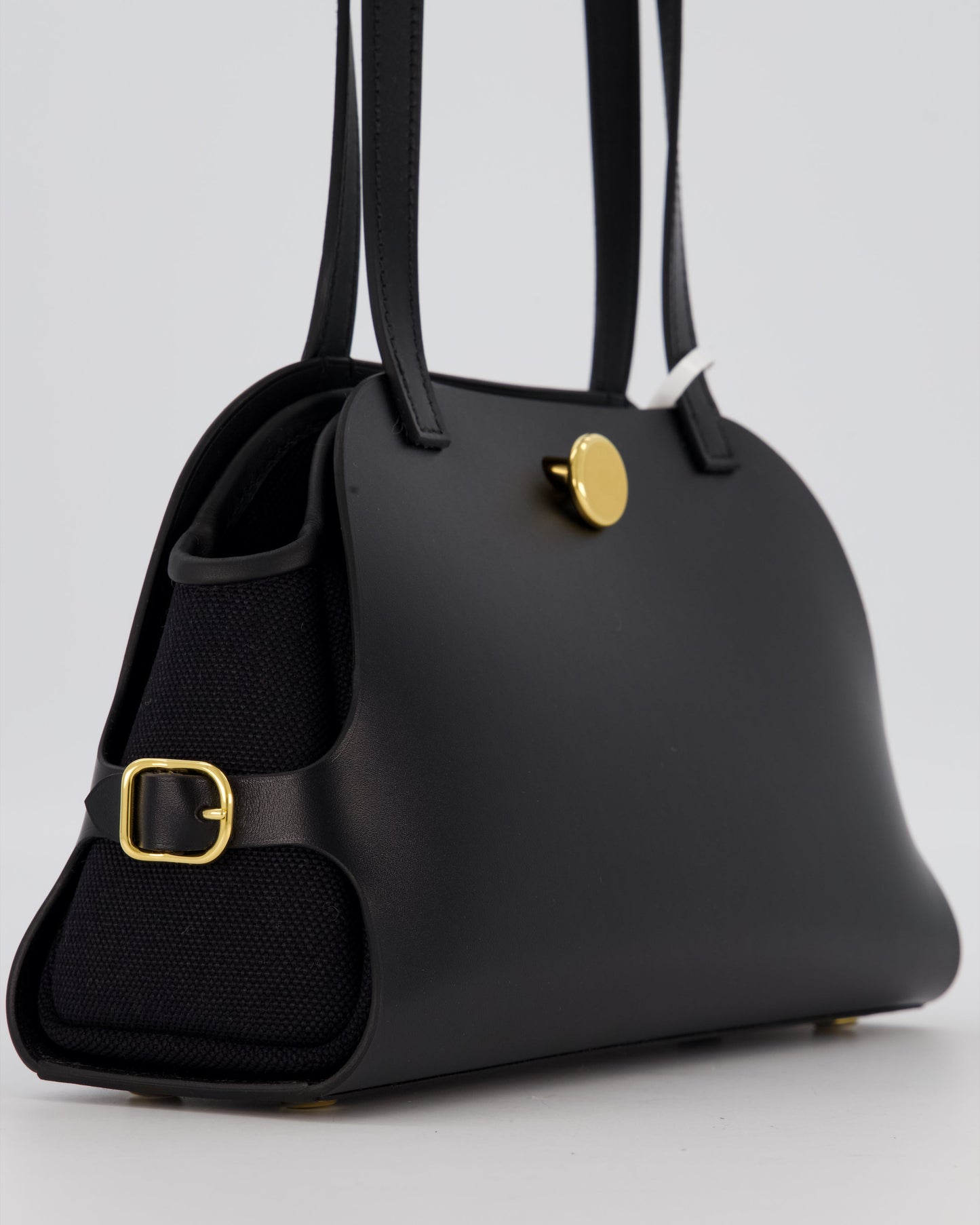 Hermes Tablier Sellier Bag in Noir Hunter Cowhide, Noir Swift Leather and Noir Militaire Canvas with Gold Hardware