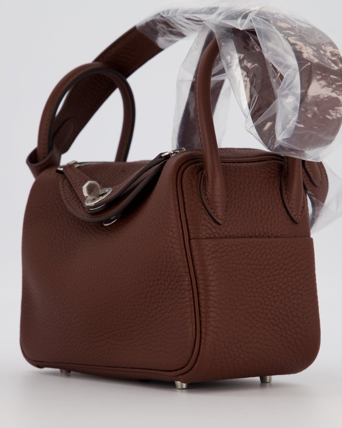Hermes Mini Lindy Bag in Terre Togo Leather with Palladium Hardware