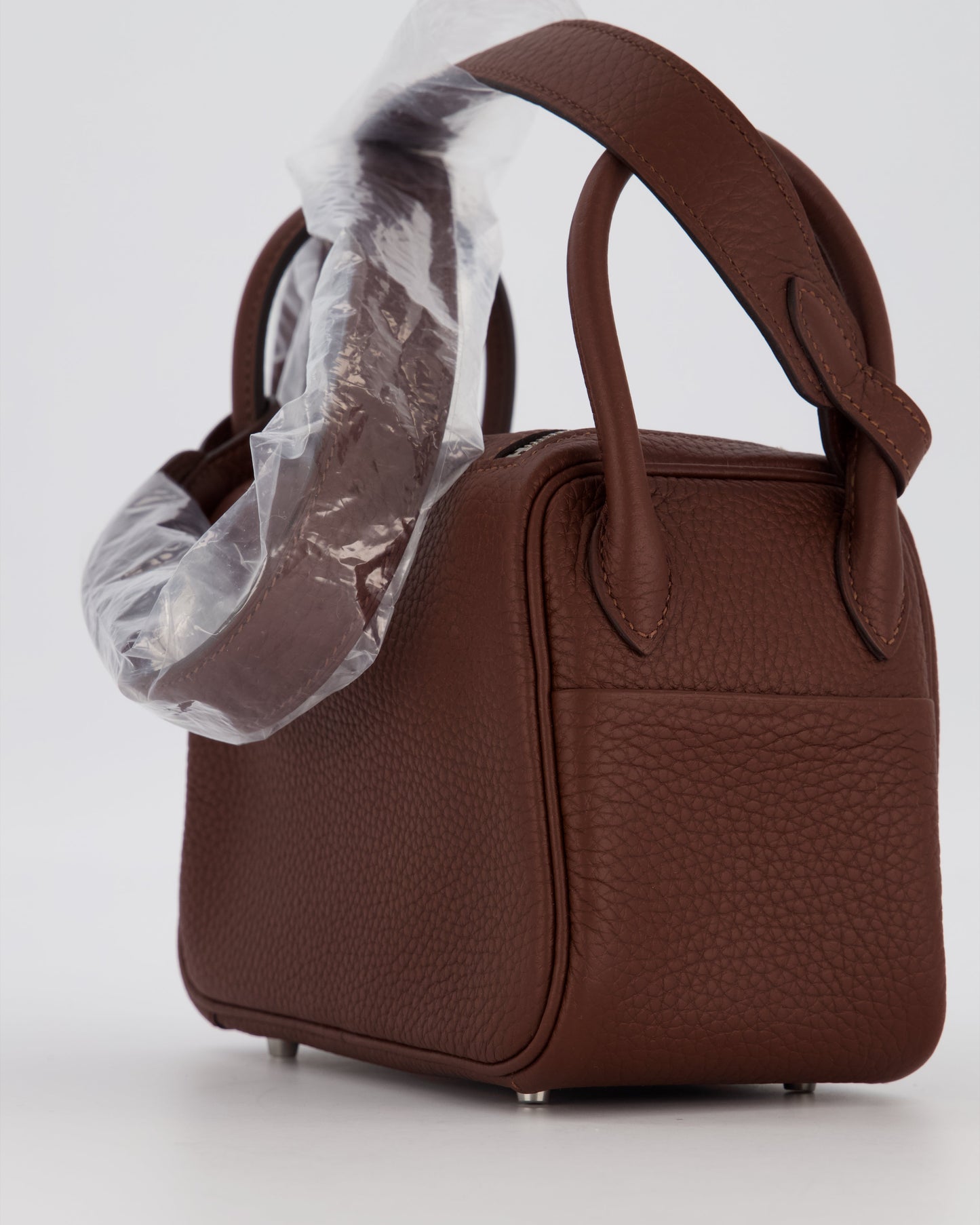 Hermes Mini Lindy Bag in Terre Togo Leather with Palladium Hardware