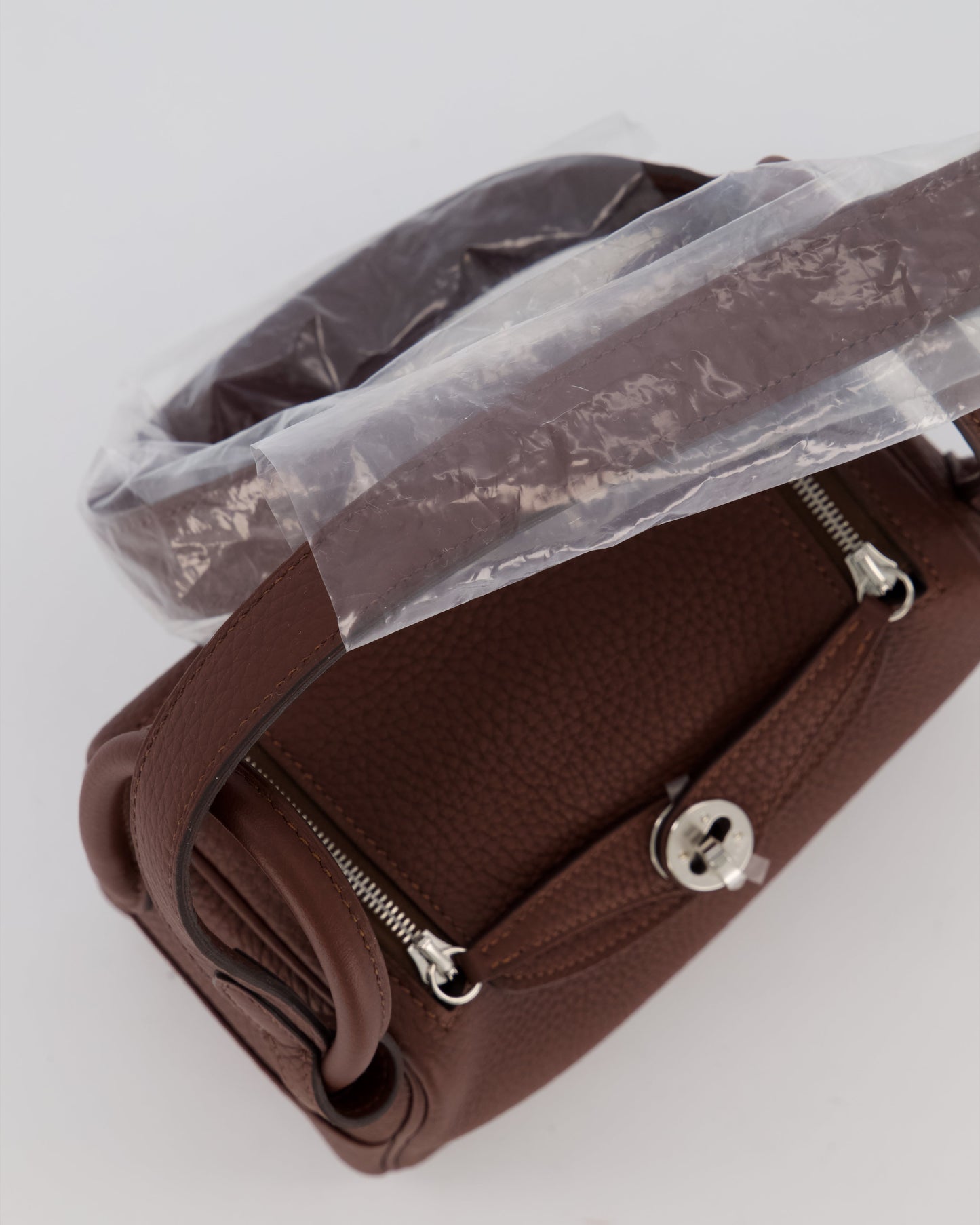 Hermes Mini Lindy Bag in Terre Togo Leather with Palladium Hardware