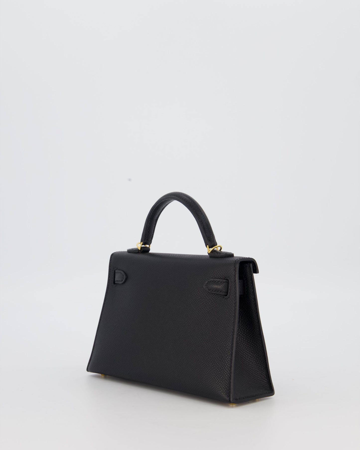 Hermes Mini Kelly II Sellier Bag Black Epsom Leather with Gold Hardware